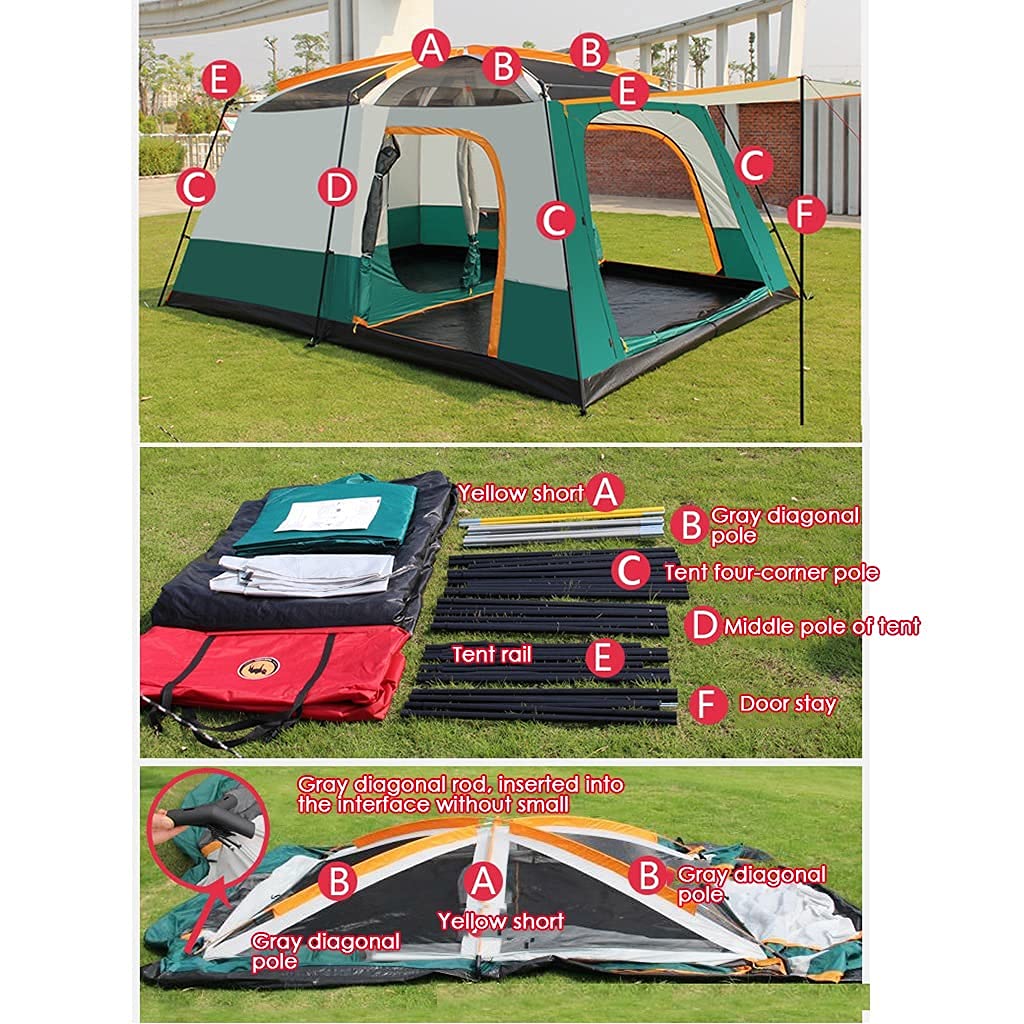 6-Person Waterproof 4-Season Family Camping Tent with Living Room & Separate Rooms - Spacious Outdoor Shelter for Camping, Hiking & Backpacking Adventures