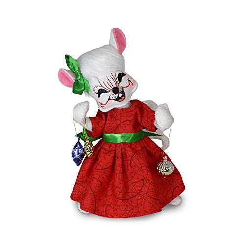 Annalee 6-inch Whimsical Girl Mouse Figurine with Holiday Ornaments - Perfect Christmas Tree Decoration & Gift for Collectors