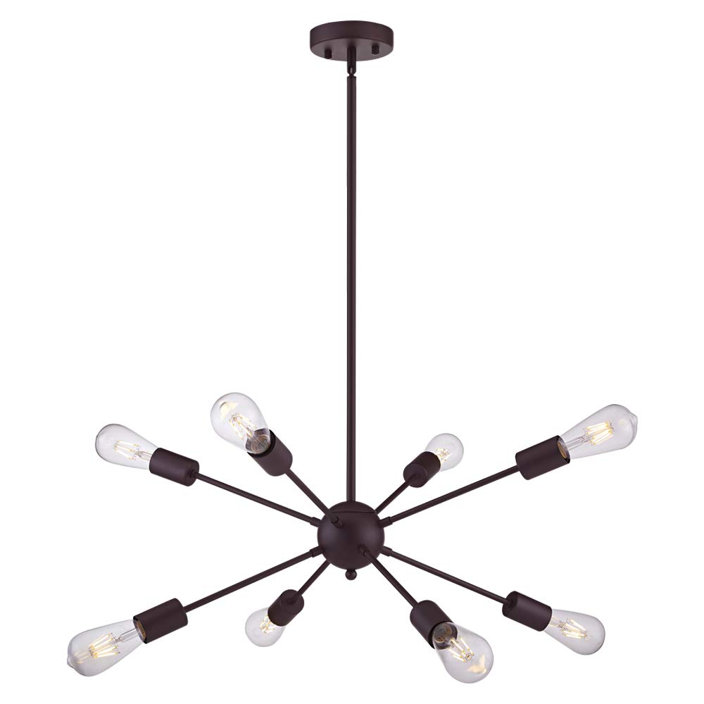 VINLUZ 8-Light Sputnik Chandelier - Oil Rubbed Bronze Ceiling Light Fixture - Modern Industrial Pendant Lighting for Kitchen, Bathroom, Dining Room, Bedroom & Hallway - Perfect for Farmhouse, Loft & Mid-Century Decor