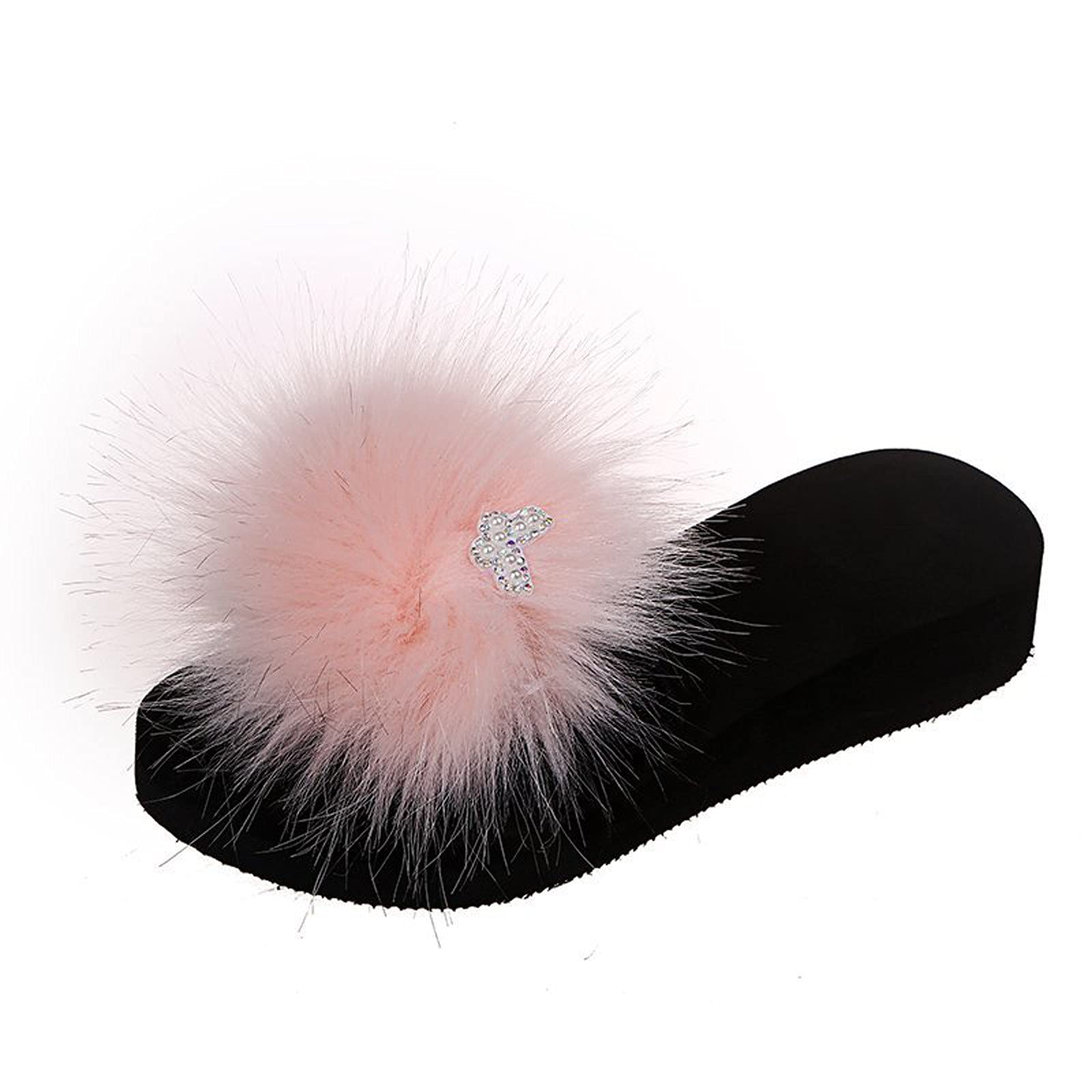 Women's Fashionable Furry Flip-Flops Wedge Platform Slippers - Comfortable Summer Beach Sandals for Women | Perfect for Casual Outings, Beach Vacations & Lounging at Home