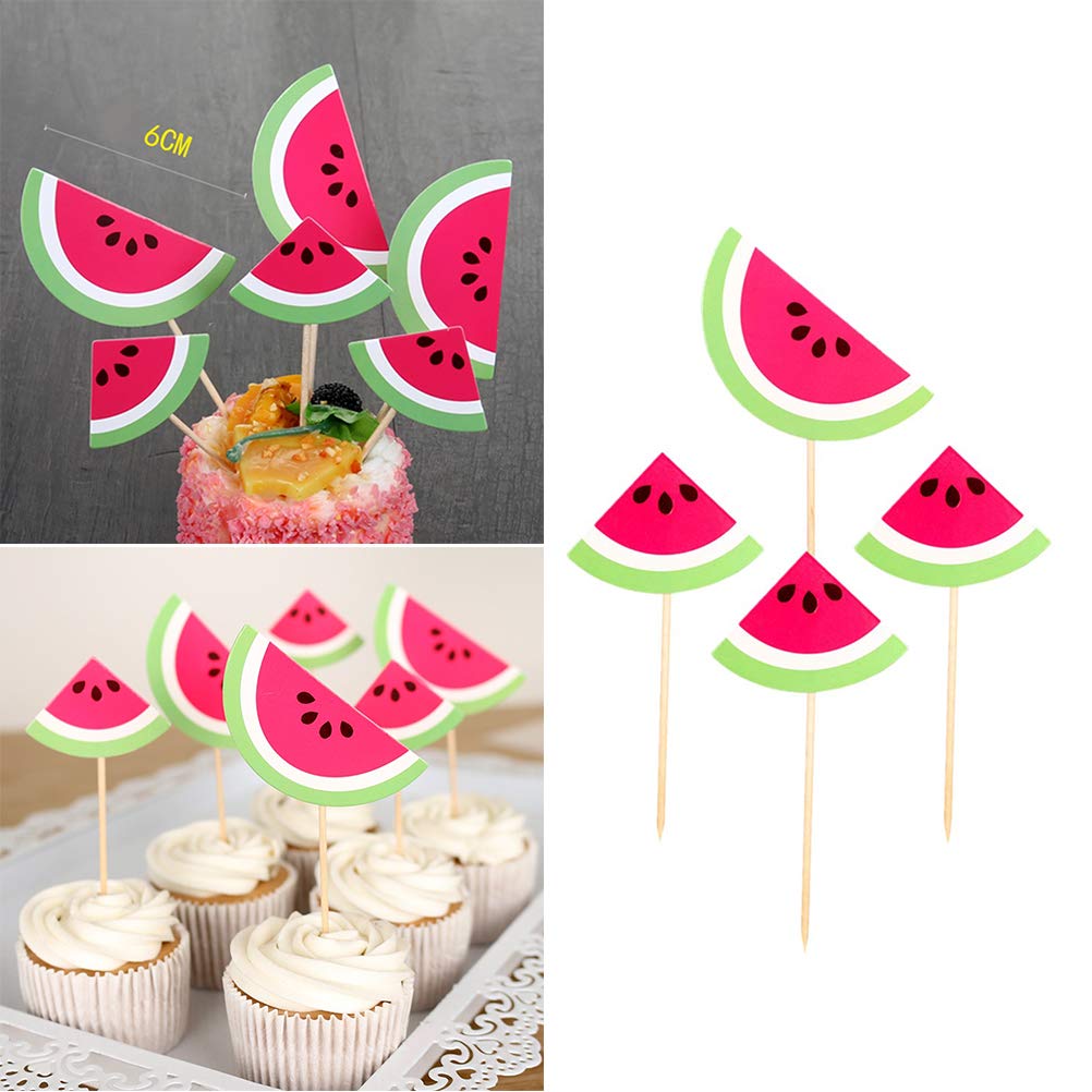 12pcs Watermelon Shaped Cake Toppers - Cupcake Decorations for Birthday, Baby Shower & Summer Party - Edible Cake Picks for DIY Baking & Dessert Decor