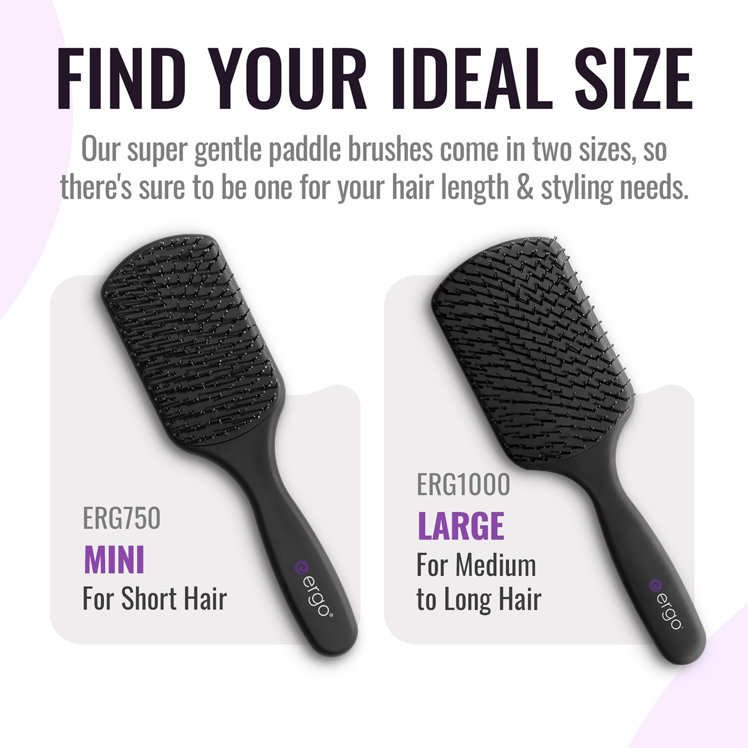 Ergo Super Gentle Mini Paddle Brush for Blow Drying - Detangling Hair Brush for Women with Thick, Thin, Curly or Wet Hair - Dual Function Hairbrush for Smooth Styling & Easy Detangling - Perfect for Home Use, Travel & Salon Styling - ERG750