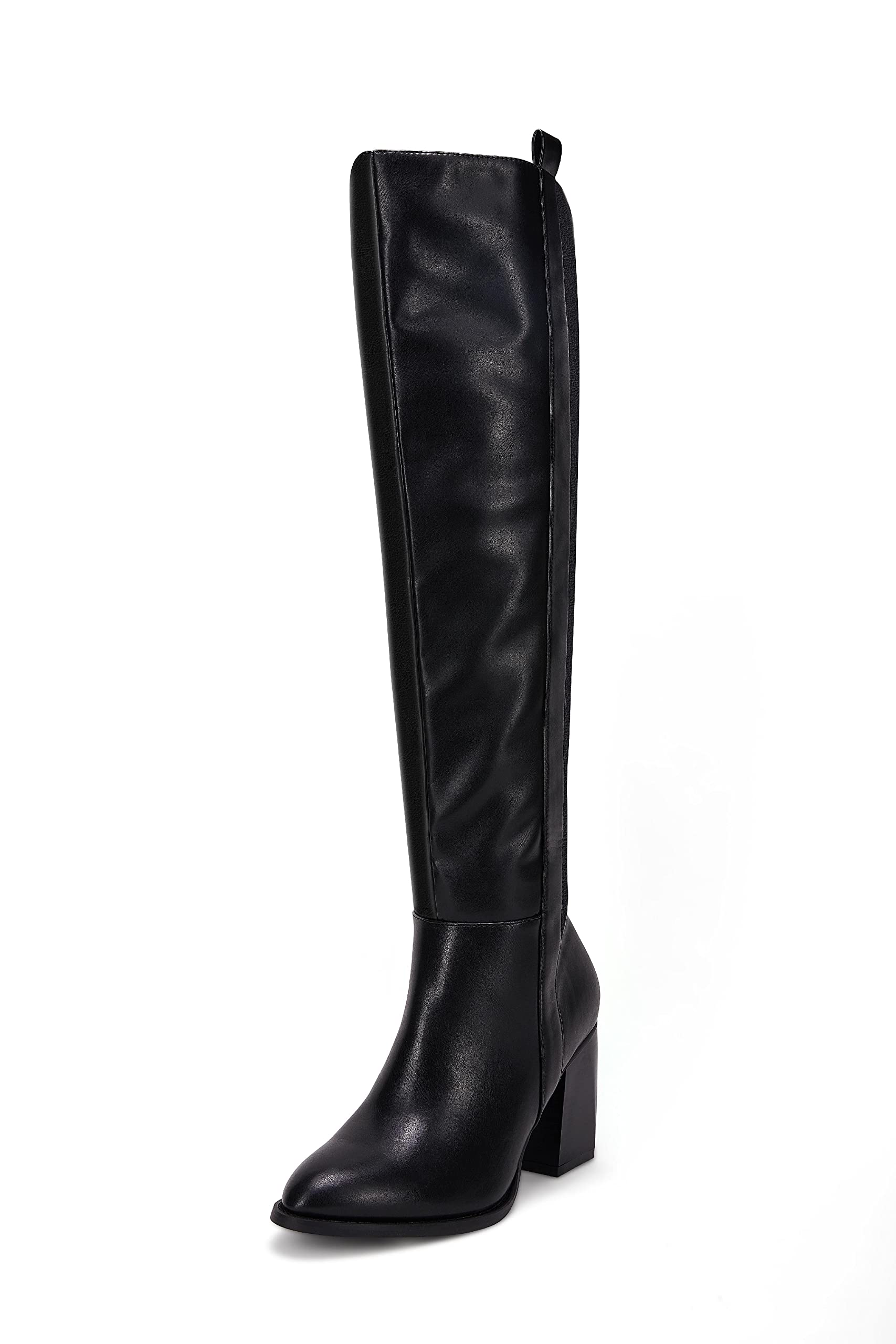 Ermonn Women's Faux Suede Knee High Boots with Side Zipper & Chunky Heel - Stretchable Winter Boots for Cold Weather, Snow & Outdoor Activities