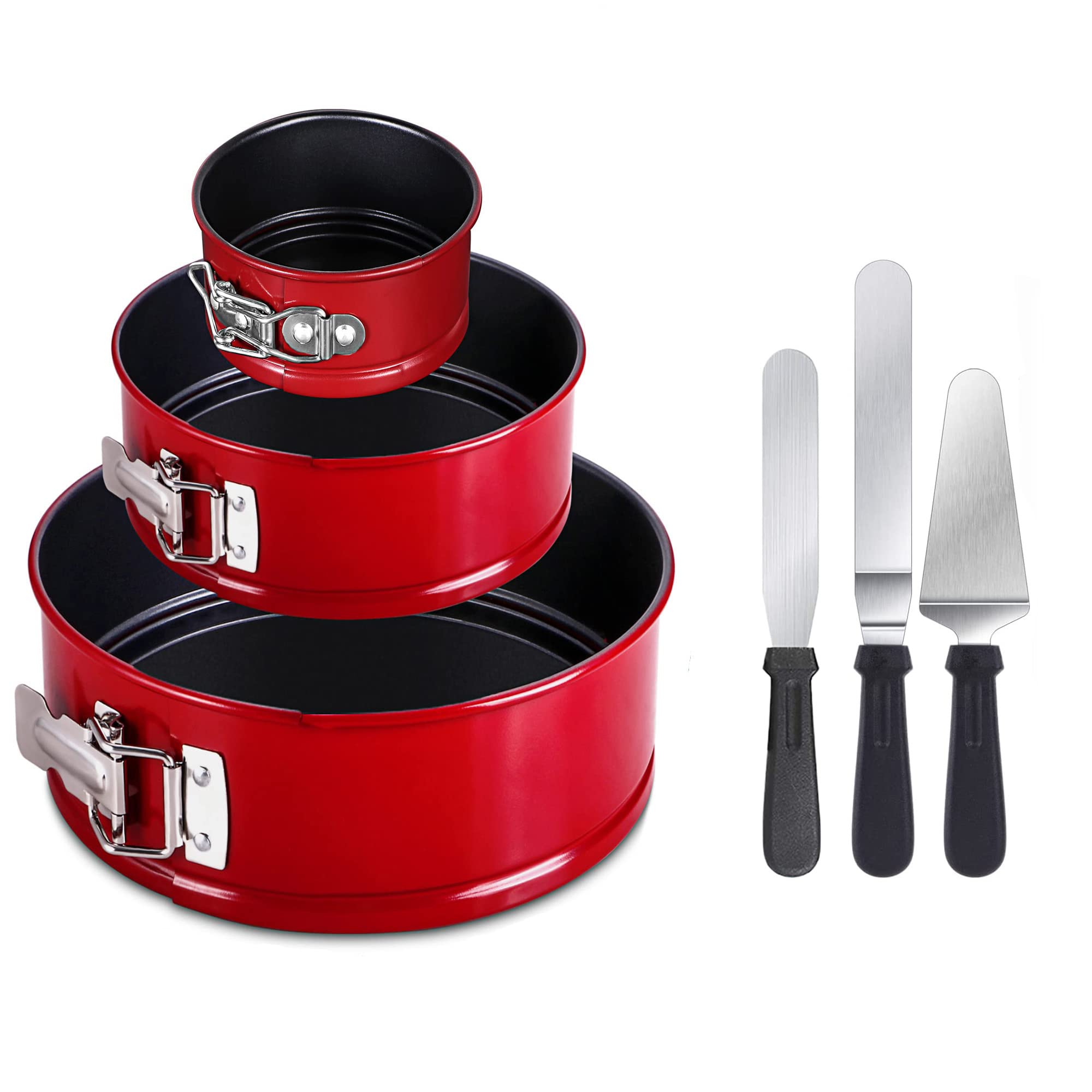 Non-Stick Springform Cheesecake Pan Set with Removable Bottom - 3 Sizes (4