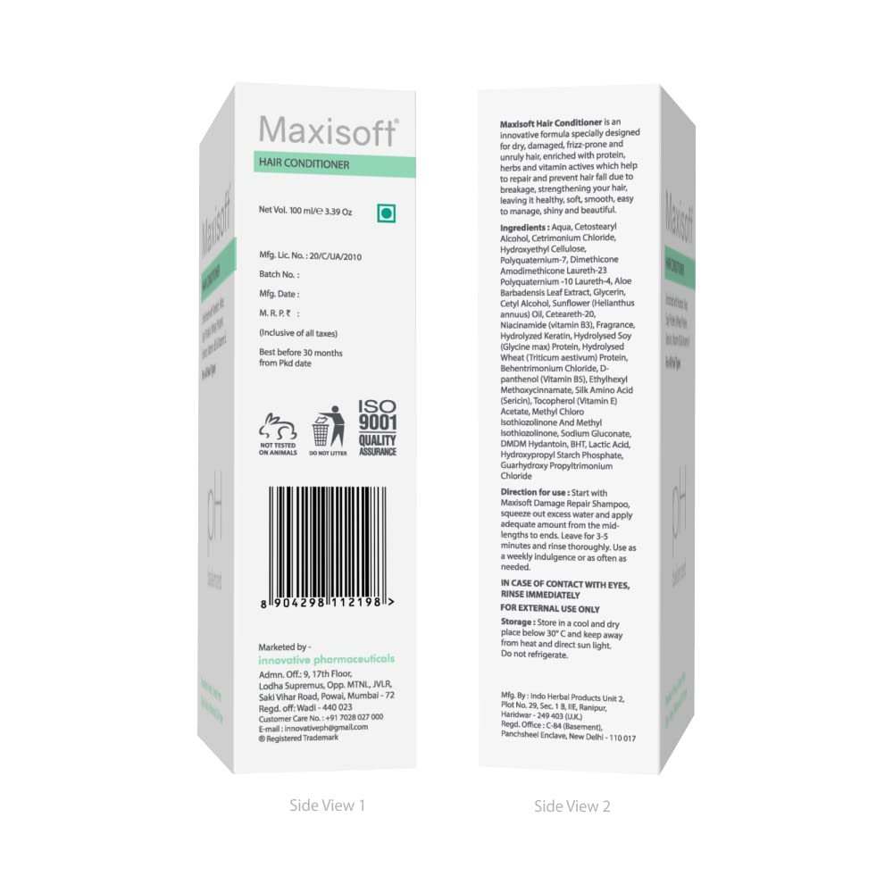 Maxisoft Hair Conditioner for Dry & Damaged Hair - Sulfate & Paraben Free, Deep Repair Treatment for Women & Men - 100ml - Leaves Hair Healthy, Silky & Smooth | Perfect for Daily Use, Post-Color Care & Frizz Control
