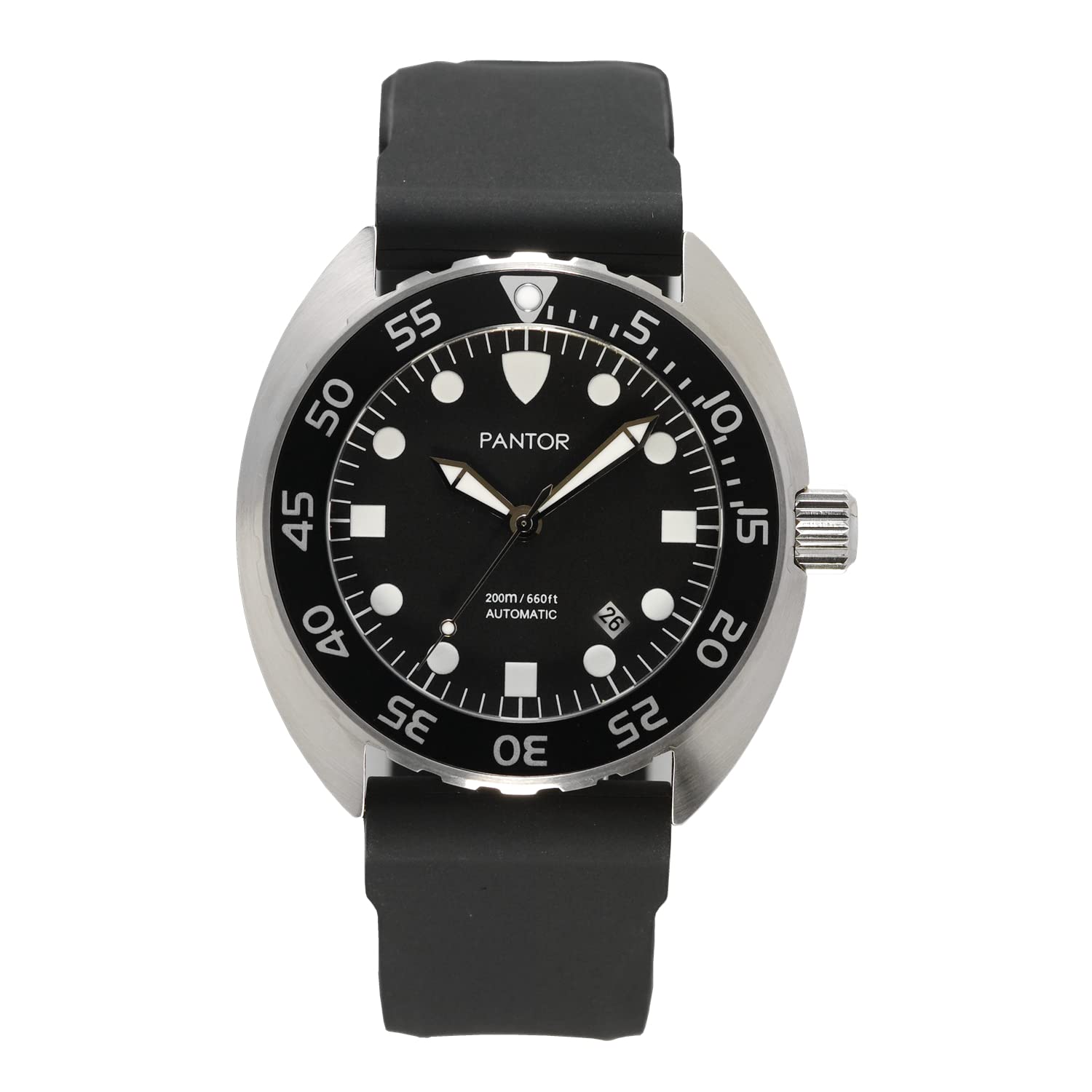 200m Waterproof Automatic Dive Watch for Men - Stainless Steel Case & Rubber Strap - Nautilus Diver Watch for Scuba Diving, Swimming & Outdoor Adventures