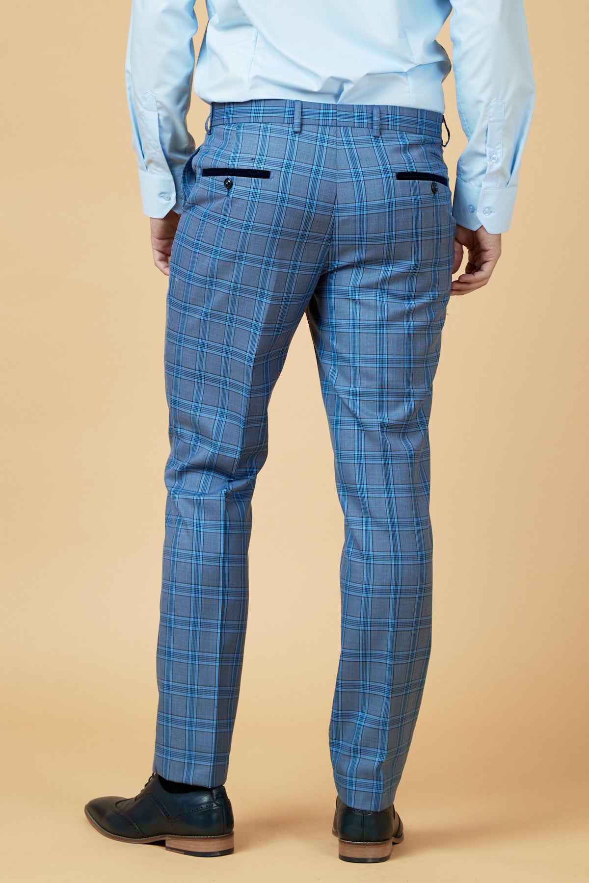 JOSE Sky Blue Check Three Piece Suit for Men - Premium Formal Wear for Weddings, Business Meetings & Special Occasions