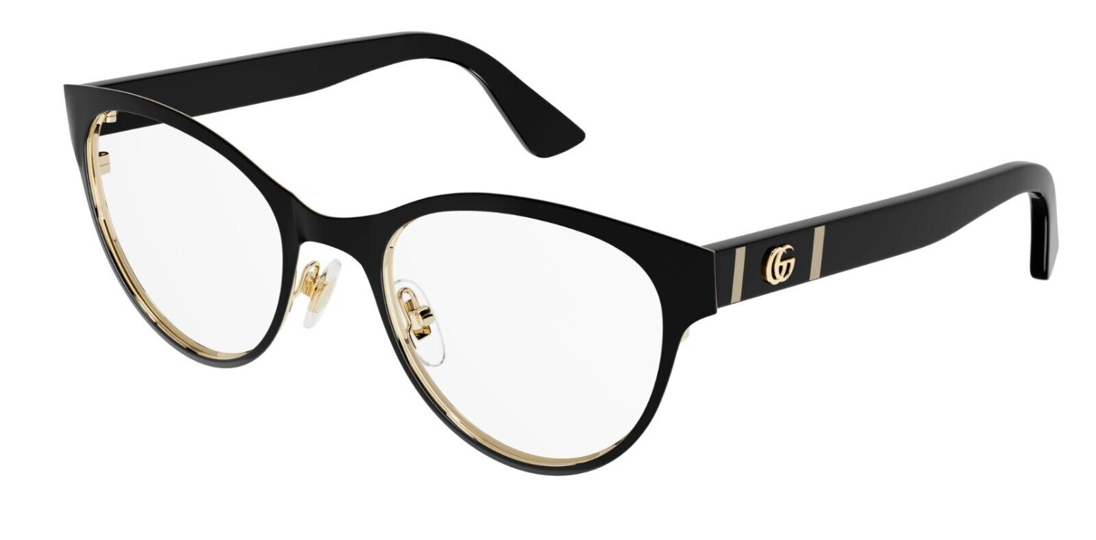 Gucci GG1114O 001 Black Cat Eye Round Women's Eyeglasses - Stylish Designer Glasses for Women, Fashionable Round Frame with UV Protection - Perfect for Work, Dating & Everyday Wear