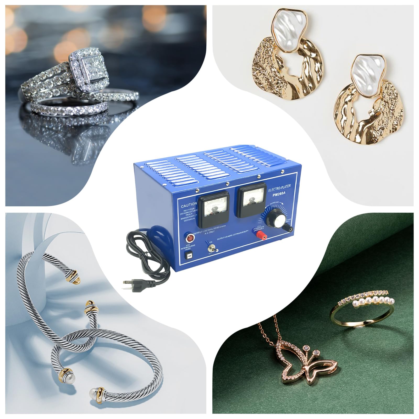 30A 110V Gold Plating Machine for Jewelry - Platinum Silver Gold Electroplating Rectifier for Copper Nickel Chromium - Perfect for DIY Jewelry Making & Metal Crafting