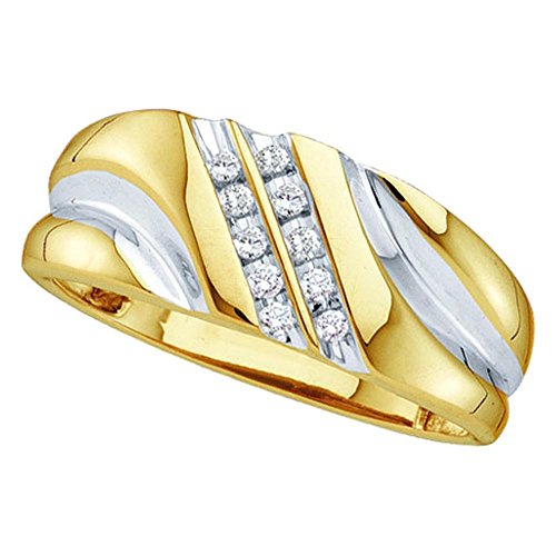 10K White or Yellow Gold Round Diamond Men's Wedding Ring Band (0.12 CTTW) by Sonia Jewels - Perfect for Engagement, Anniversary & Special Occasions