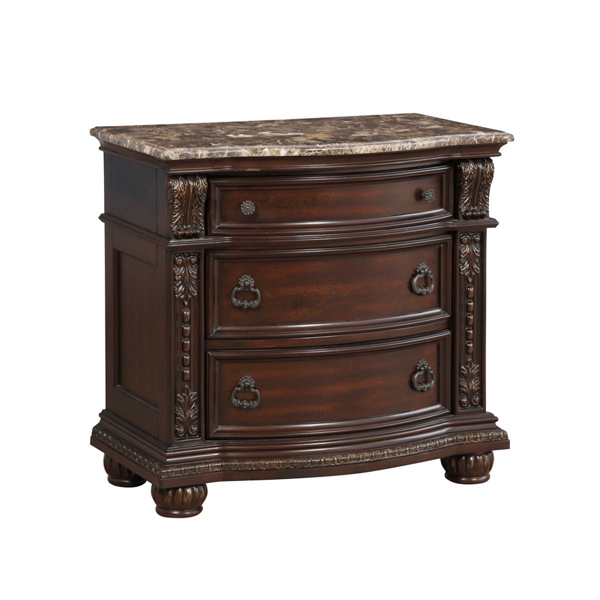 Modern Nightstand with Marble Top - Elegant Bedside Table with Drawer for Bedroom, Living Room or Office - Perfect for Storing Books, Lamps and Bedroom Essentials