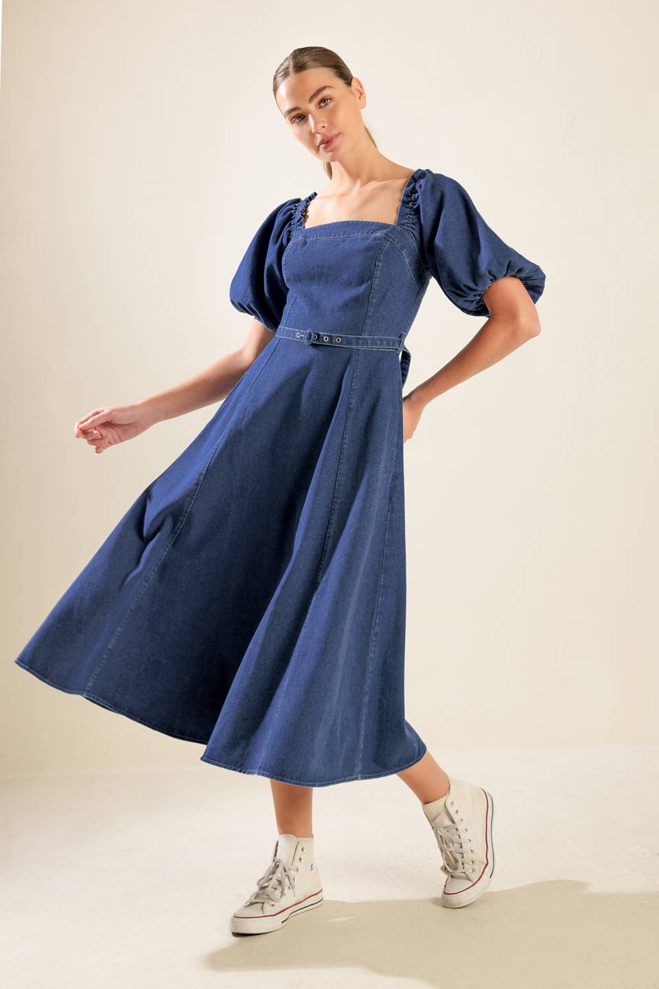 Stylish Denim Midi Dress for Women | Trendy All Spruced Up Design | Perfect for Casual Outings, Date Nights & Office Wear