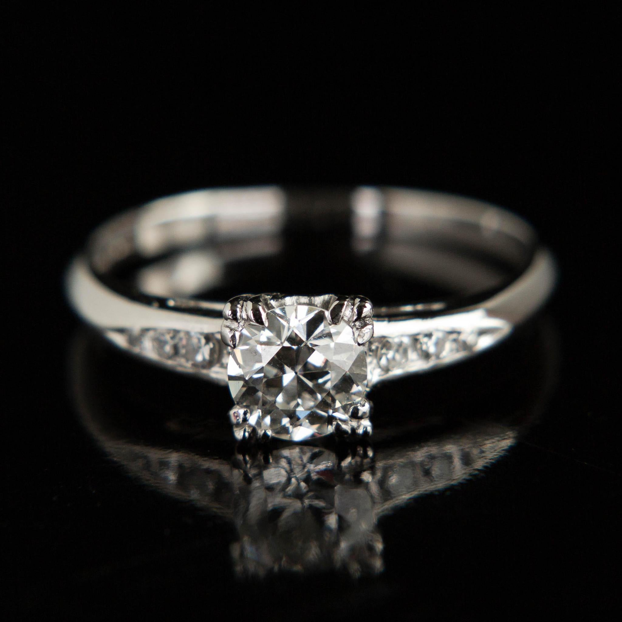 Vintage Mid Century Platinum Diamond Ring - Circa 1950 | Antique Engagement Ring, Wedding Band & Special Occasion Jewelry for Women