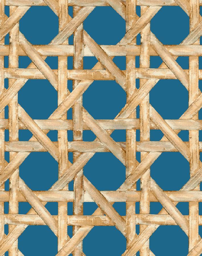 Faux Large Caning Wallpaper - Cadet Blue Peel & Stick Removable Wallpaper for Bedroom, Living Room, and Office Decor | Wallshoppe