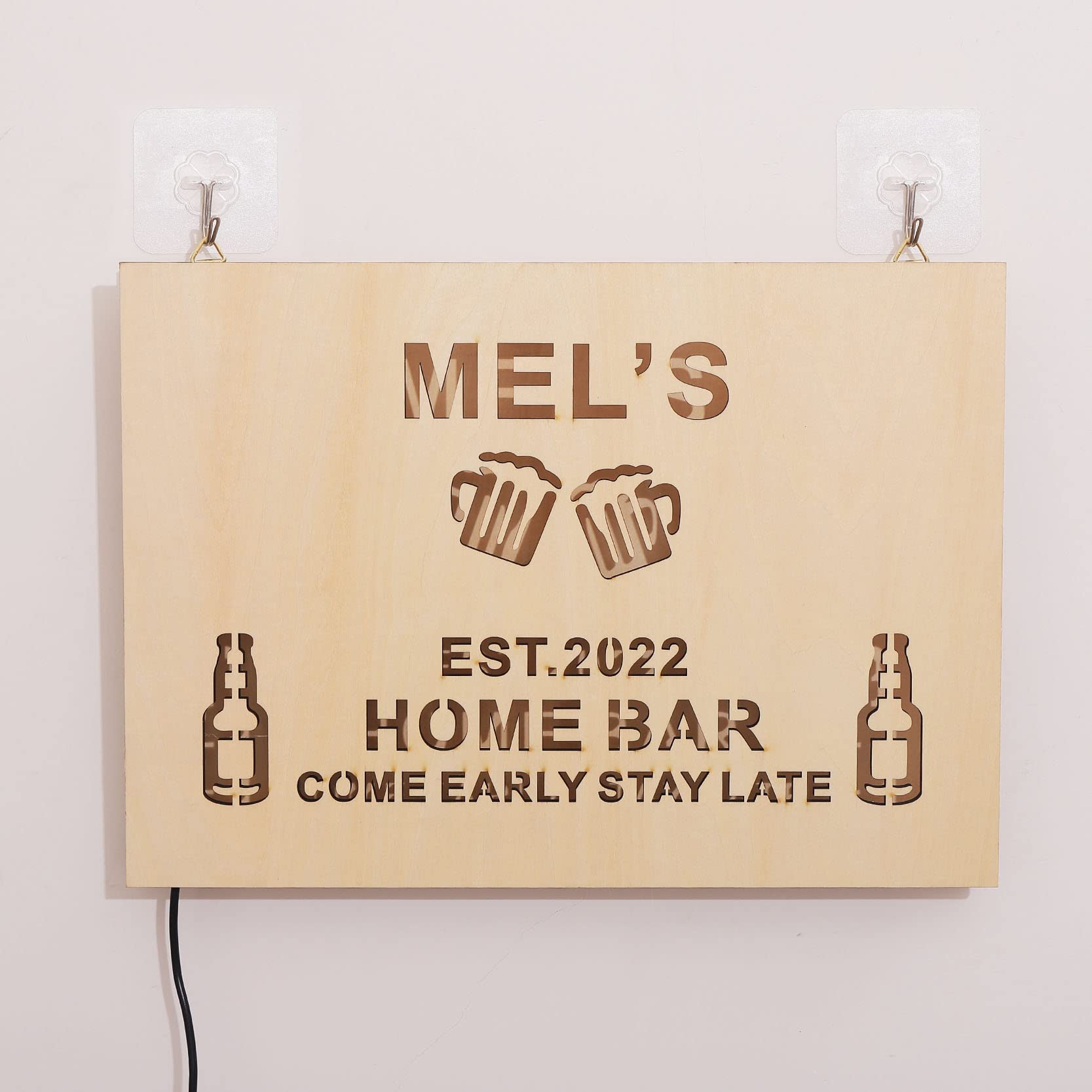 Custom LED Wood Bar Sign - Personalized Night Light for Tavern & Pub Decor | Perfect for Home Bars, Man Caves, and Game Rooms