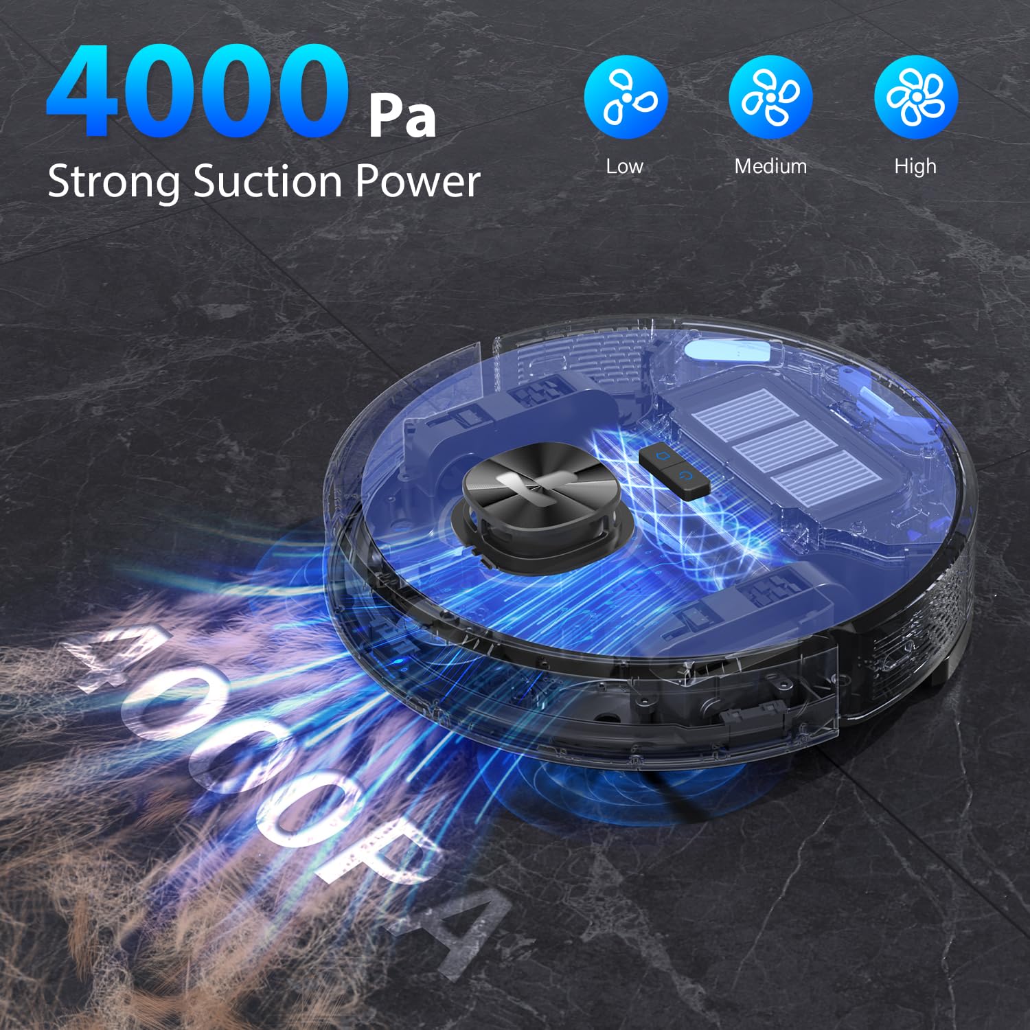 Tikom L9000 Plus Robot Vacuum and Mop Combo with Self-Emptying Base, 60-Day Dustbin Capacity, LiDAR Navigation & Smart Mapping, 4000Pa Strong Suction, 150 Mins Runtime, WiFi/App Control - Ideal for Pet Hair, Hardwood Floors & Carpets in Large Homes