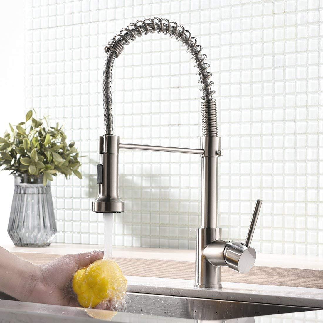 InArt Single Lever Kitchen Sink Mixer - 360° Swivel Pull-Down Sprayer Faucet with Multi-Function Spray Head, Chrome Finish (KSF024) for Modern Home Kitchen & Bar Sink