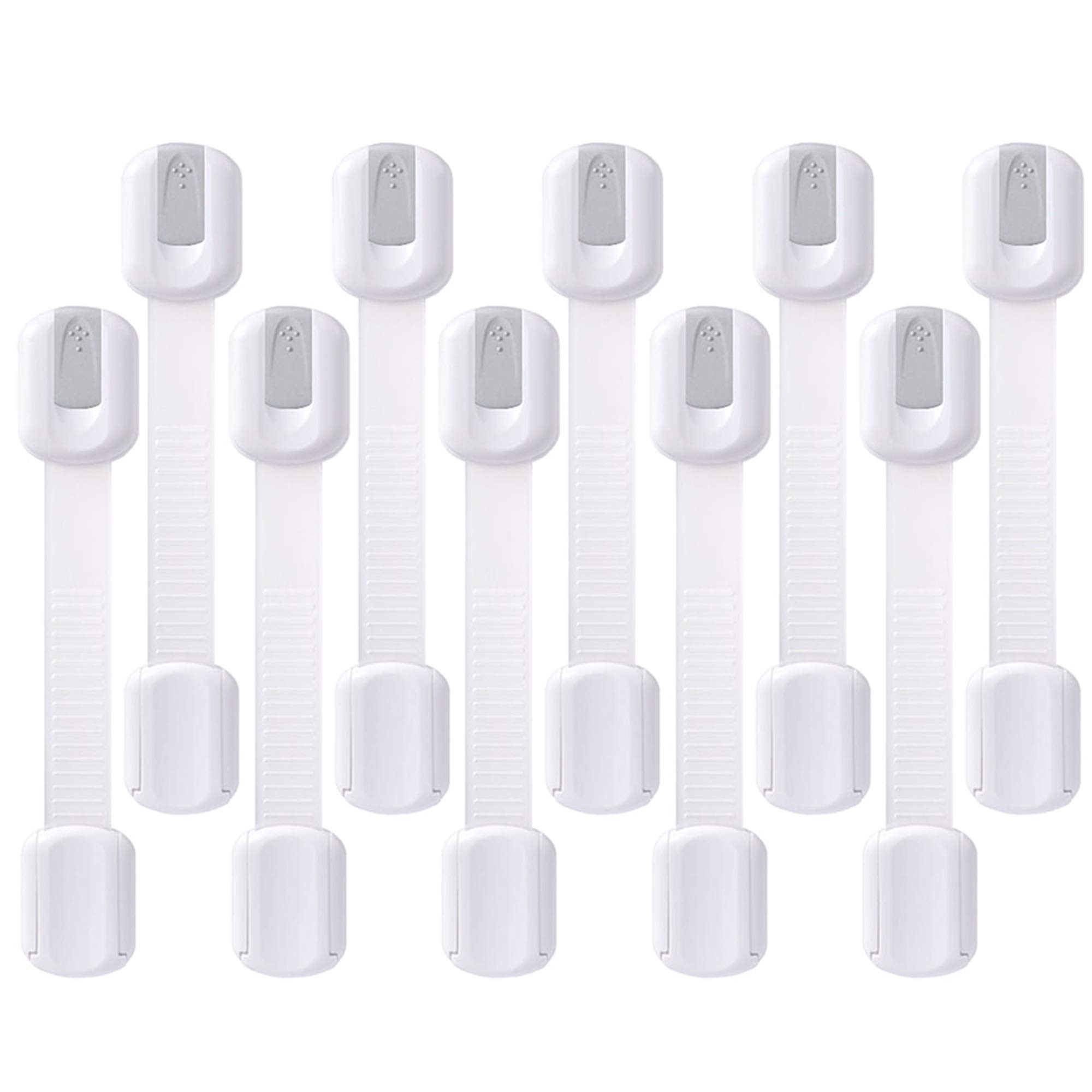 10 Pack Child Safety Cabinet Locks - No Drill Baby Proofing Latches for Drawers, Doors, Fridge, Oven & Toilet Seat - Adjustable Strap with 3M Adhesive - Perfect for Kitchen Cupboards, Appliances & Trash Cans - Keep Kids Safe at Home