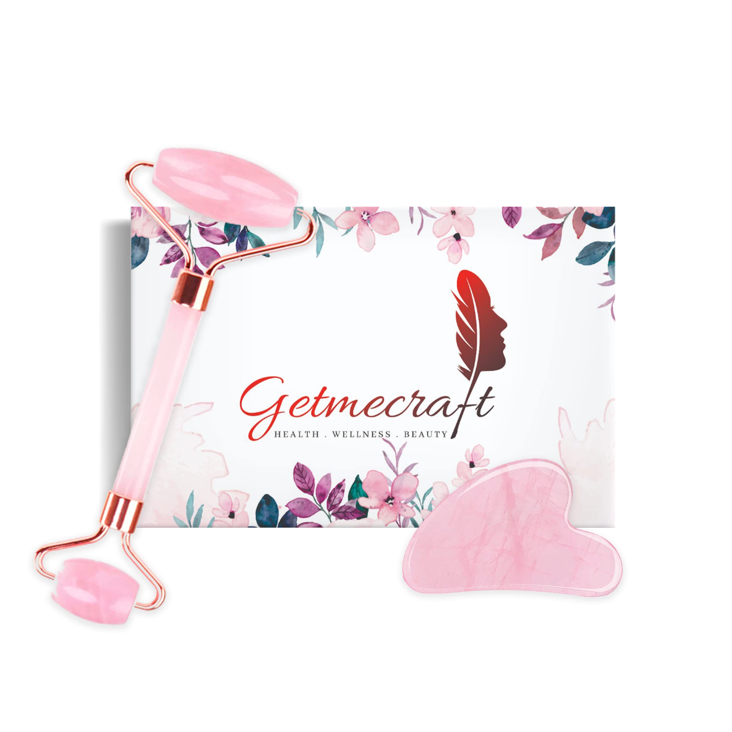 Premium Jade Roller & Rose Quartz Gua Sha Set for Face Massage – Anti-Aging Facial Tool for Puffiness, Dark Circles & Skin Rejuvenation | Perfect for Morning Routine & Spa Night Self-Care