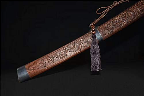 1095 Carbon Steel Forged Chinese Kang Xi Bao Dao Sword with Rosewood Handle - Authentic Traditional Blade for Martial Arts, Collectors & Home Display