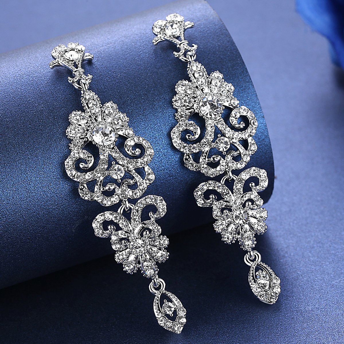 Mecresh Gold & Silver Rhinestone Chandelier Wedding Earrings – Elegant Bridal Dangle Earrings for Bride, Bridesmaid, Prom, Party & Special Occasions