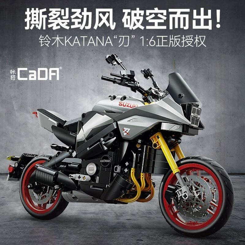 Suzuki Katana Motorcycle Model Kit CADA C59021 - DIY Building Blocks for Adults & Kids, Perfect for Collectors and Gifting - Display for Home, Office, or Model Showcase