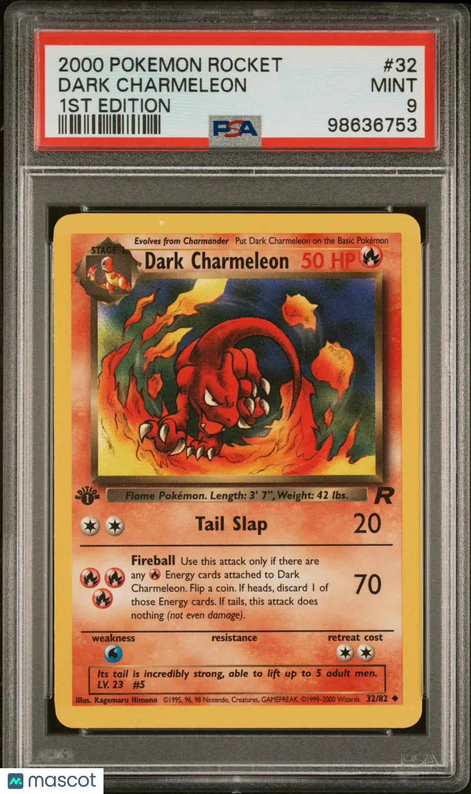 2000 Pokémon Rocket Dark Charmeleon 1st Edition PSA 9 #32 - Rare Trading Card for Collectors & Battles - Perfect for Gaming Tournaments & Display Collections