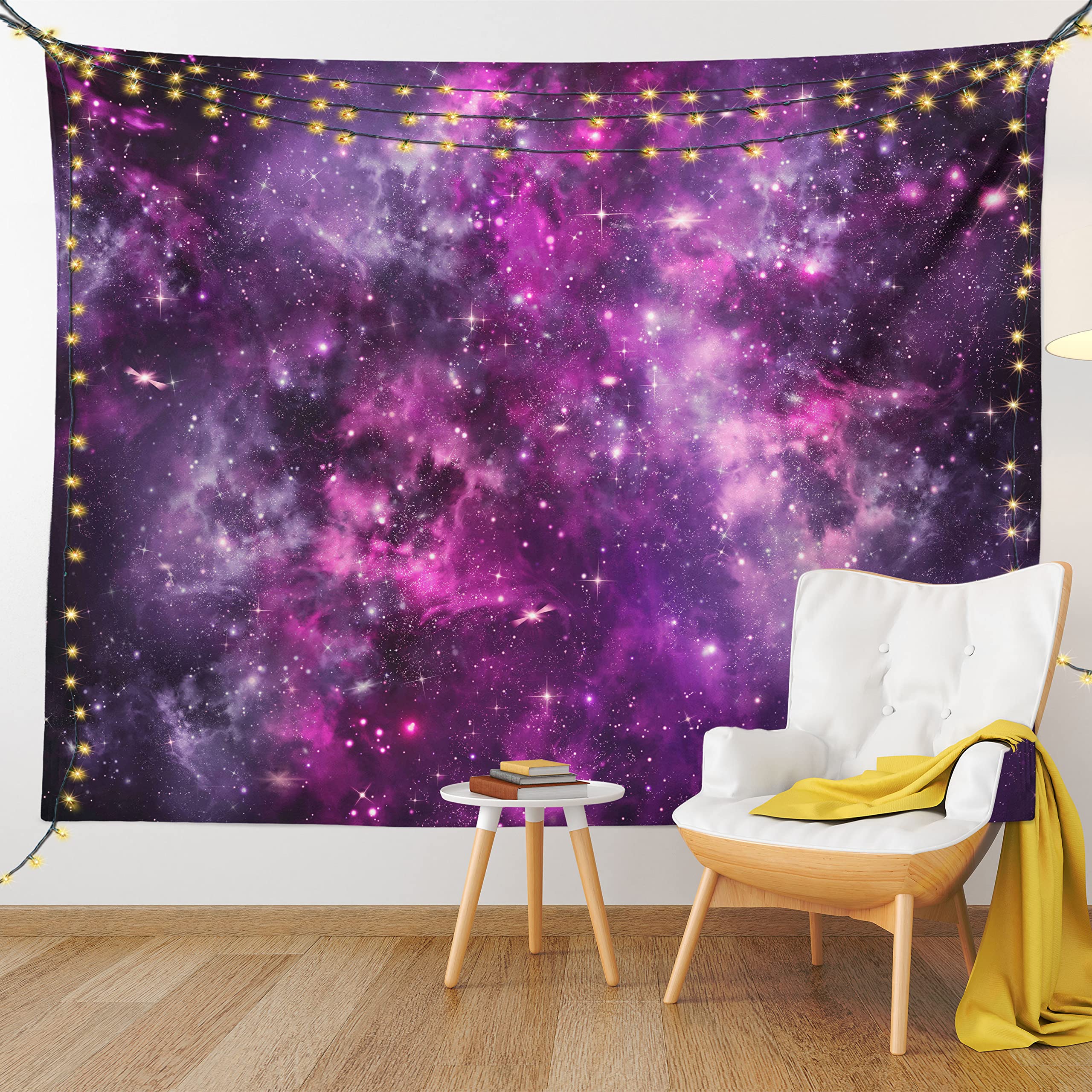 Ambesonne Purple Galaxy Tapestry - Outer Space Nebula with Star Clusters Wall Hanging Decor for Bedroom, Living Room, Dorm - 60
