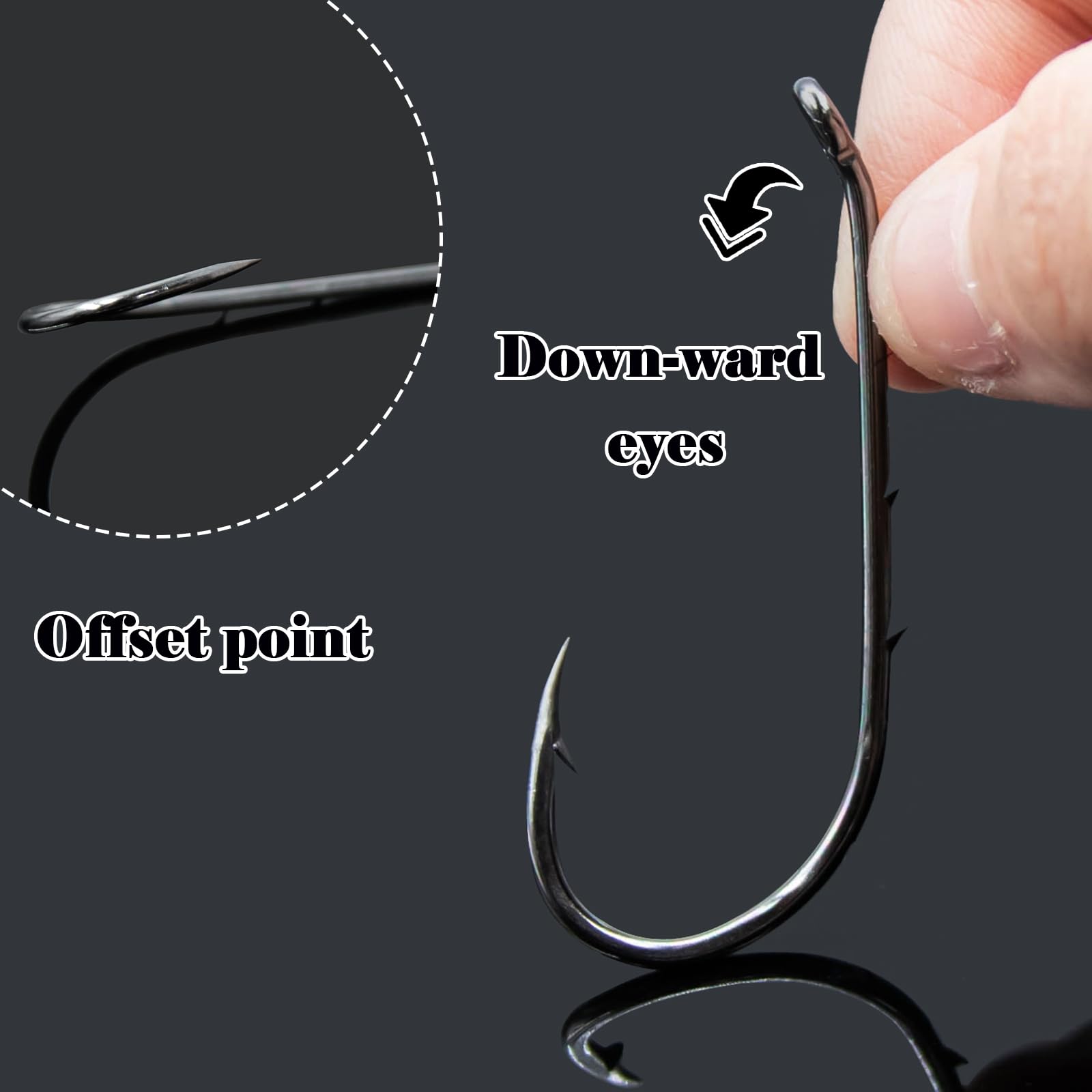 50Pcs Baitholder Fishing Hooks - Offset/Double Barbed/Long Shank/Down Eye for Soft & Live Baits - Saltwater & Freshwater Fishing Gear - Perfect for Bass, Trout, and Catfish Angling