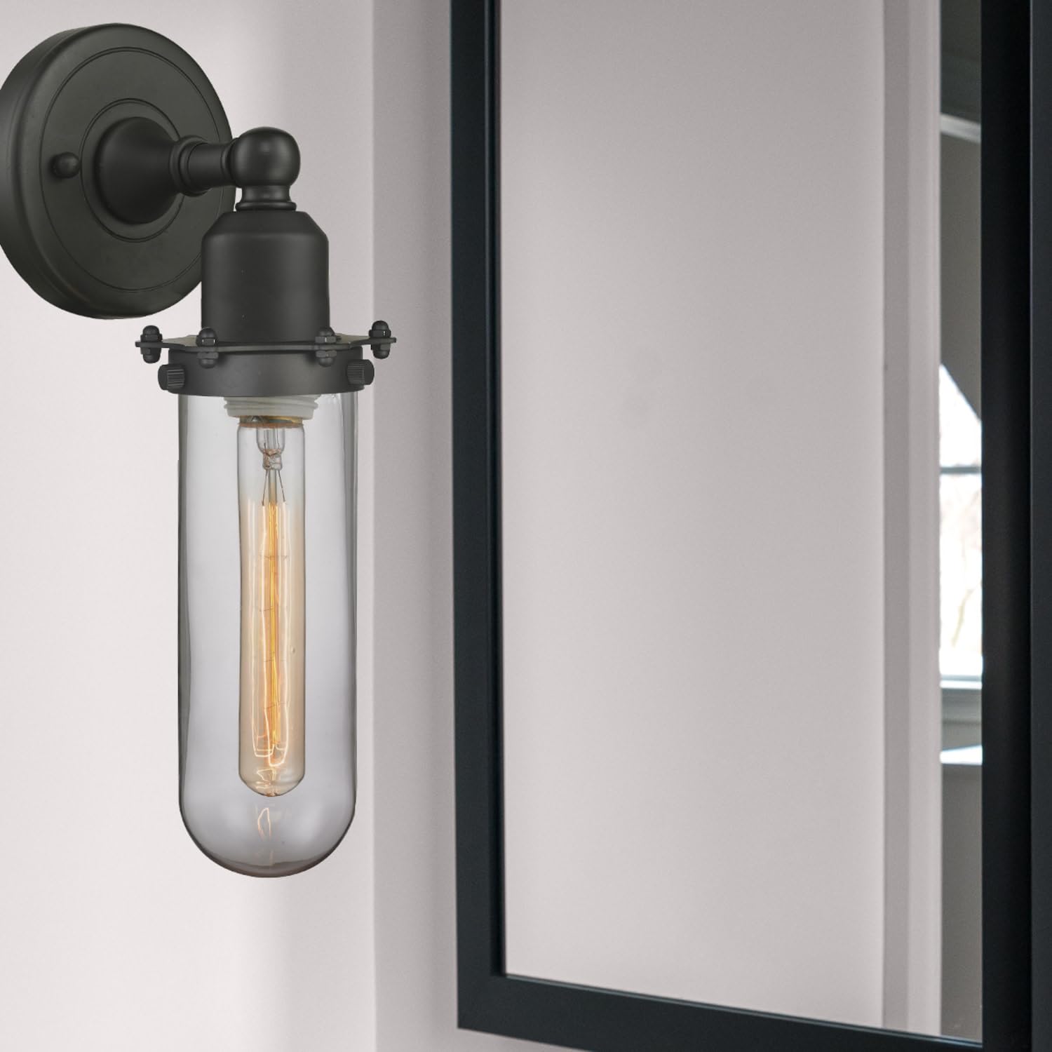 Innovations 900-1W-PC-CE228-PC-CL Centri 1 Light Wall Sconce - Modern Polished Chrome Finish for Bedroom, Hallway & Living Room Lighting - Part of The Austere Collection