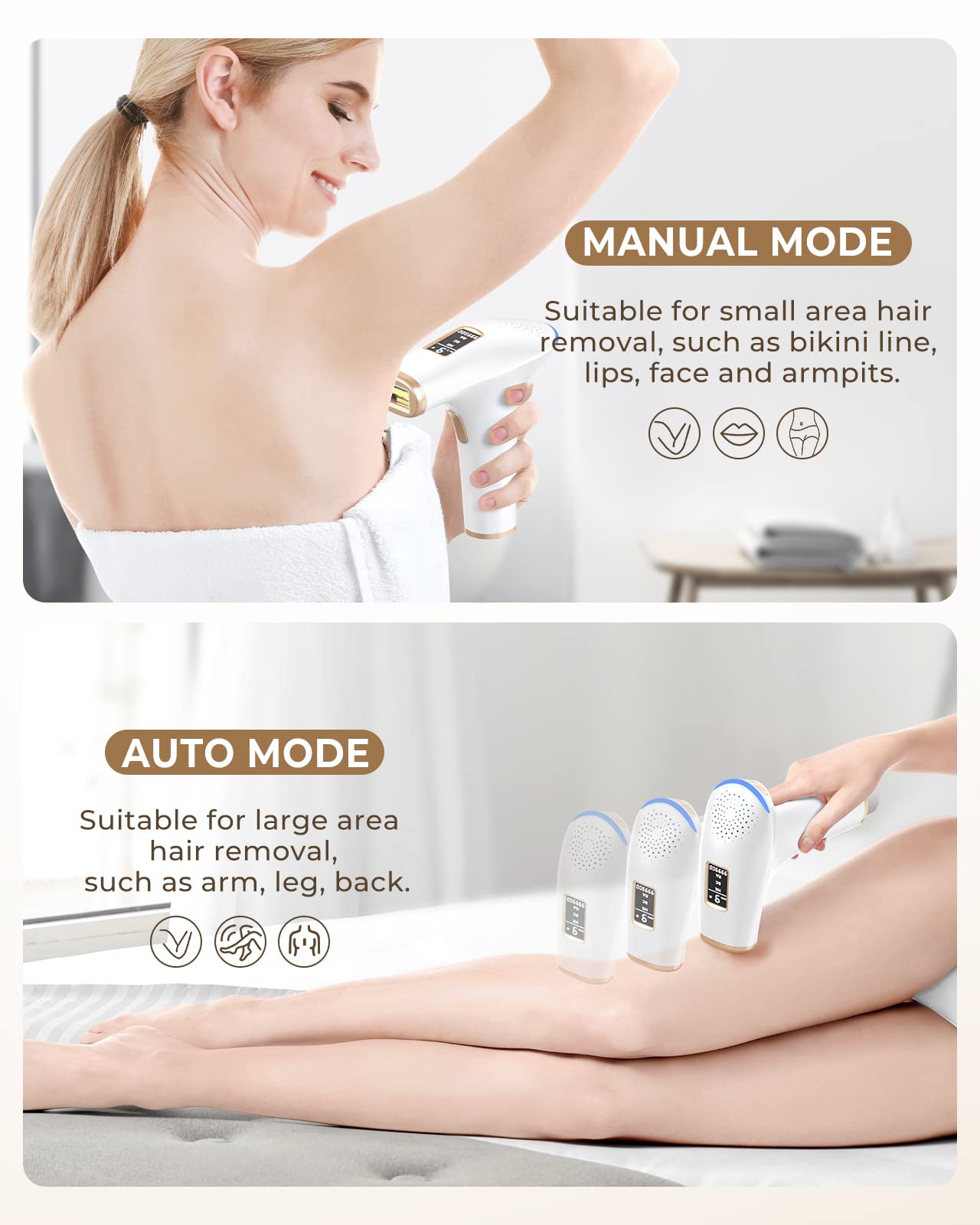 LYSMOSKI IPL Laser Hair Removal Device for Women & Men - Painless At-Home Hair Remover for Face, Legs, Arms & Body | Permanent Hair Reduction for Smooth Skin | Perfect for Bikini Line, Underarms & Sensitive Areas