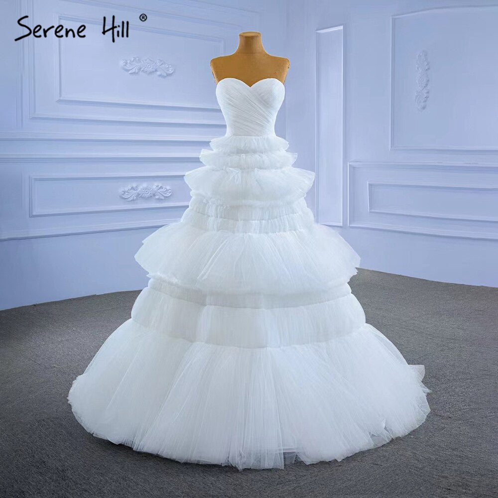 Serene Hill White Princess Ruffles Wedding Dress 2025 - Simple Sexy High-End Bridal Gown HM67308 | Custom Made for Weddings, Prom & Formal Events