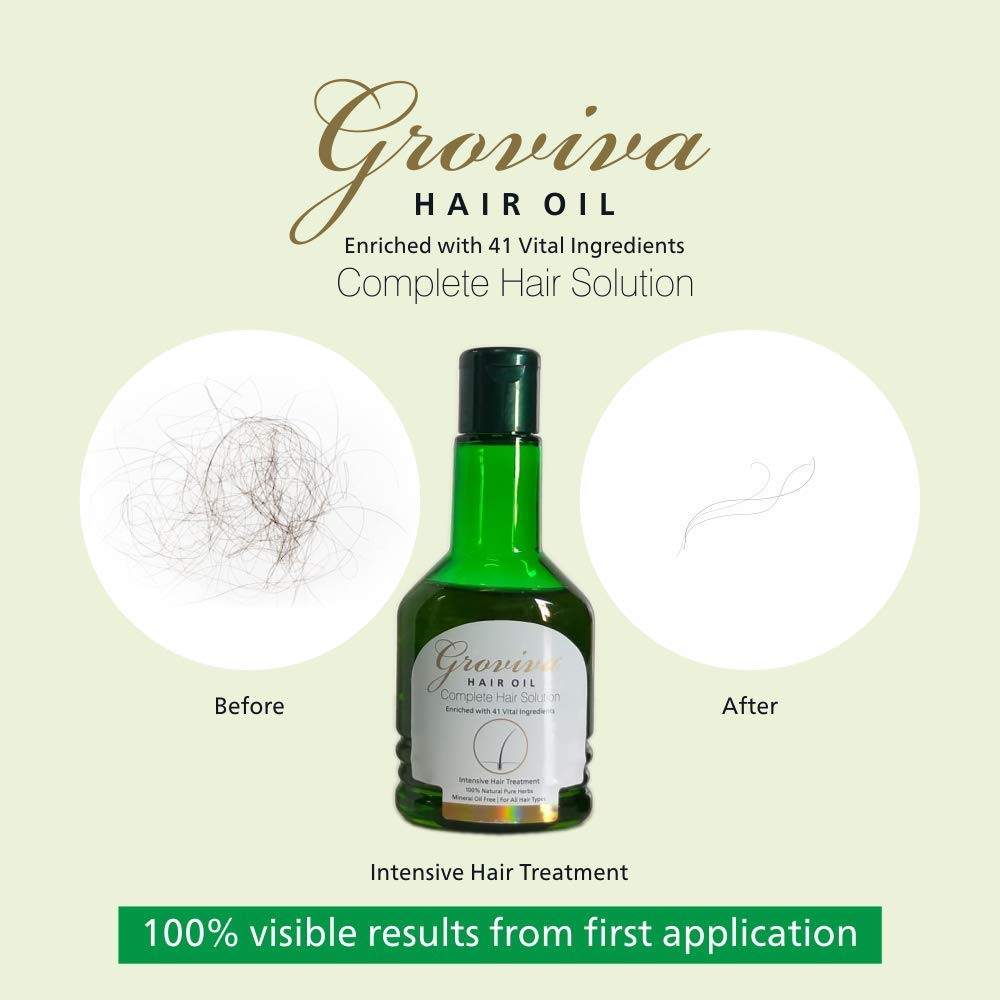 Groviva Hair Growth Oil 100ml - Natural Hair Treatment for Hair Loss, Dandruff & Thicker Hair | Nourishing Scalp Care with Argan & Coconut Oils | Perfect for Daily Hair Care Routine & Styling (1 Pack)