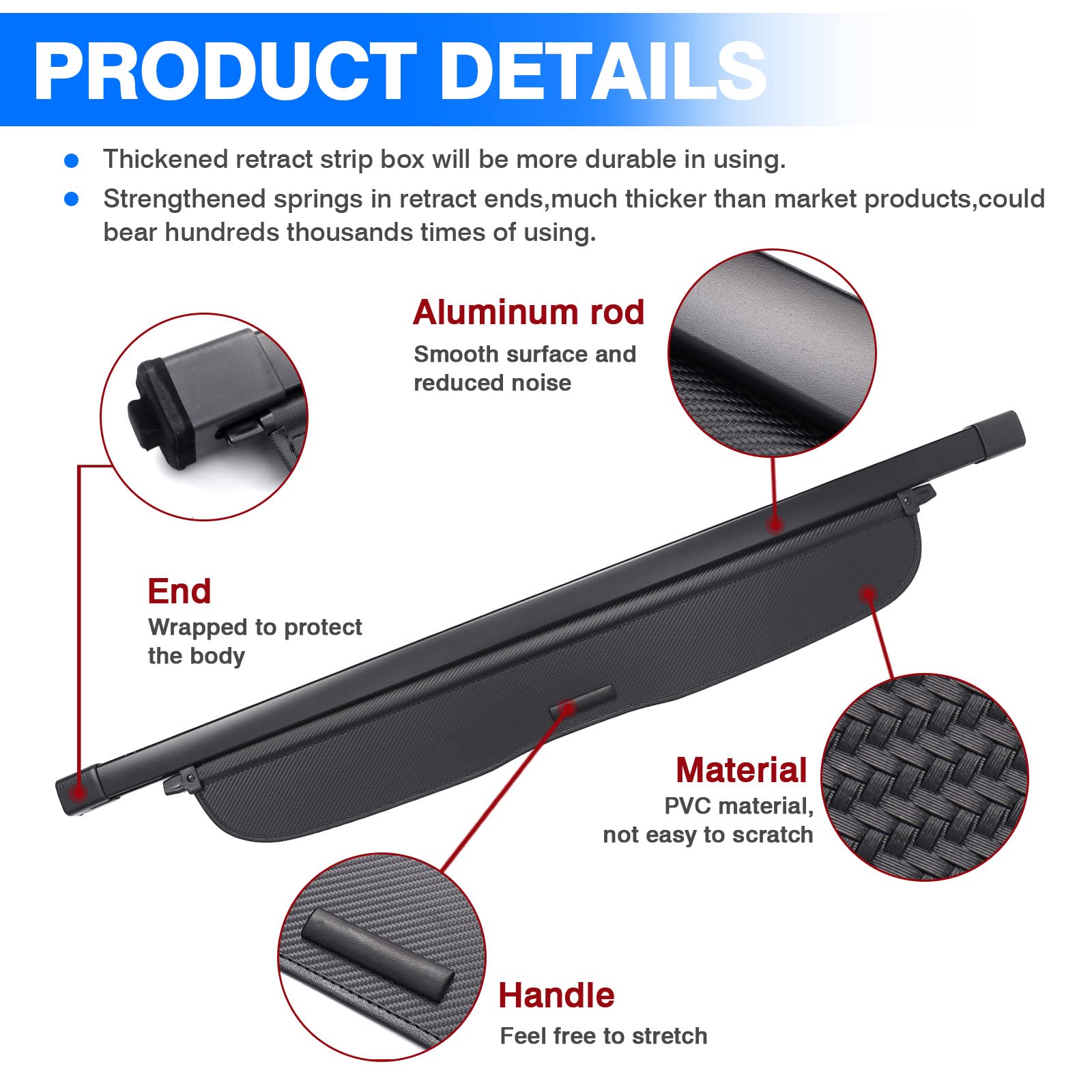 2012-2016 Honda CR-V Retractable Cargo Cover | Black Trunk Shade Protector | Car Accessories for Luggage Protection & Privacy | Perfect for Road Trips & Daily Commutes