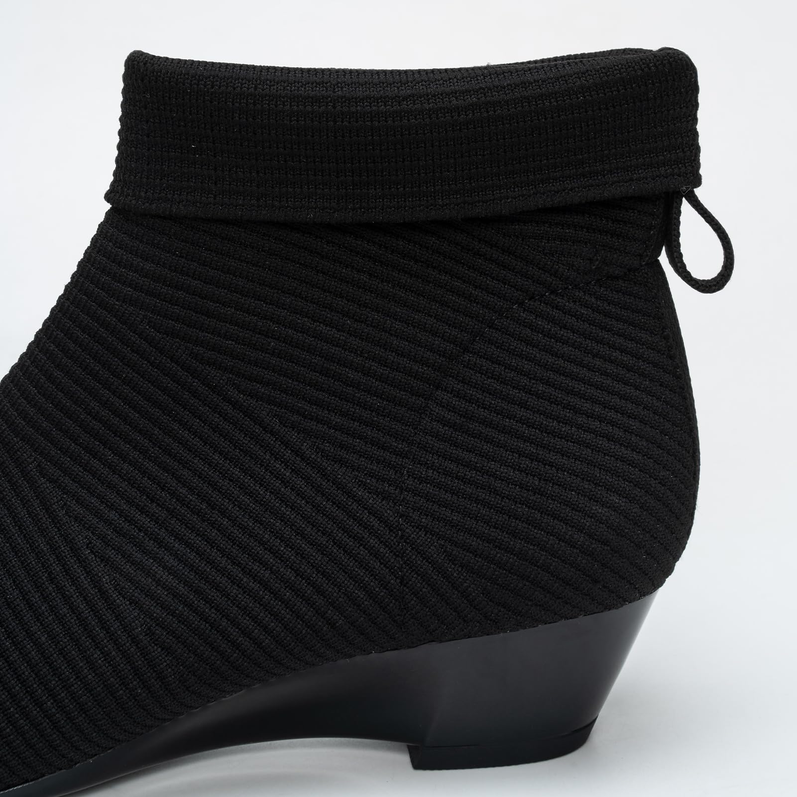 Youngshow Women's Comfortable Knitted Low Heel Ankle Booties - Pointed Toe Slip On Dress Shoes for Fall & Winter | Casual, Office & Party Wear