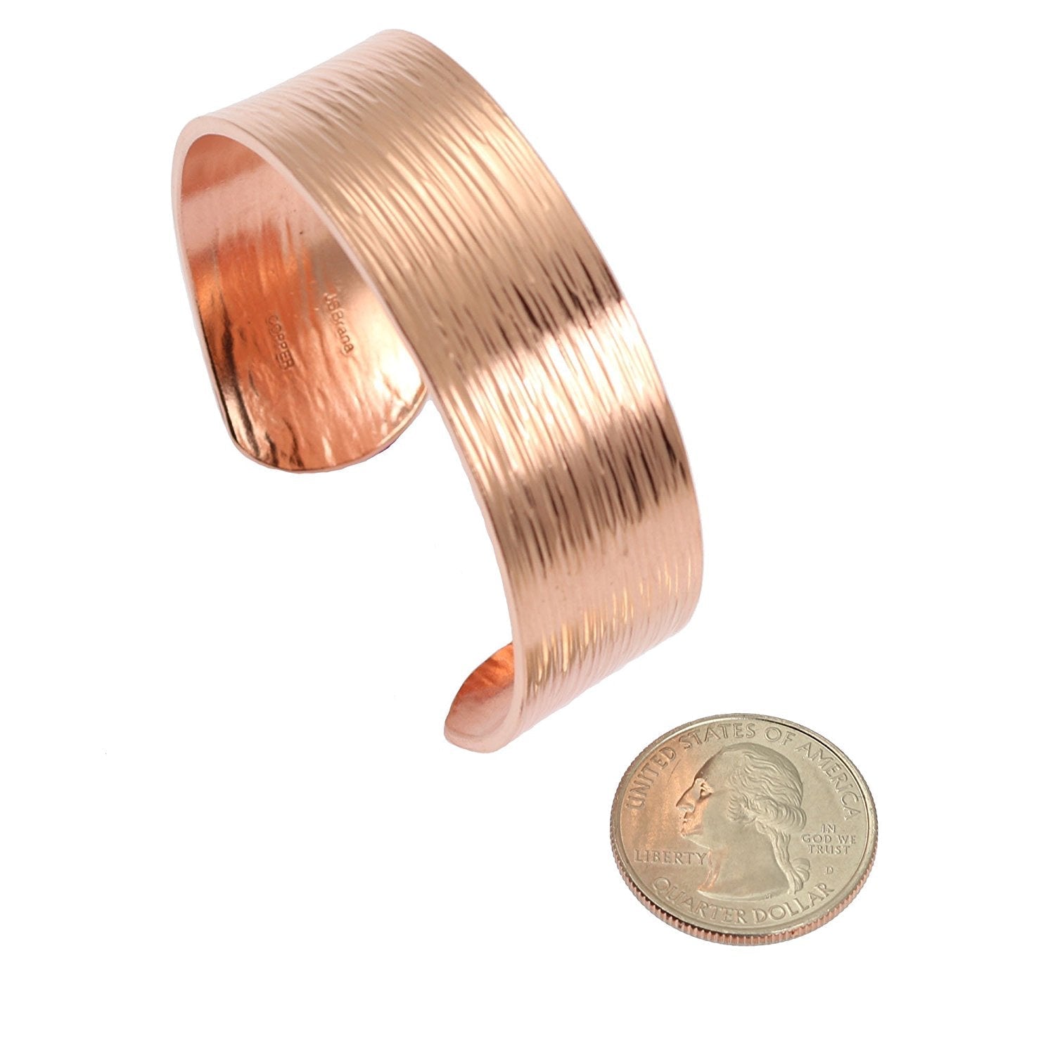 3/4 Inch Wide Chased Copper Bark Cuff Bracelet for Women - Handmade Boho Jewelry - Perfect for Casual Wear, Weddings & Special Occasions