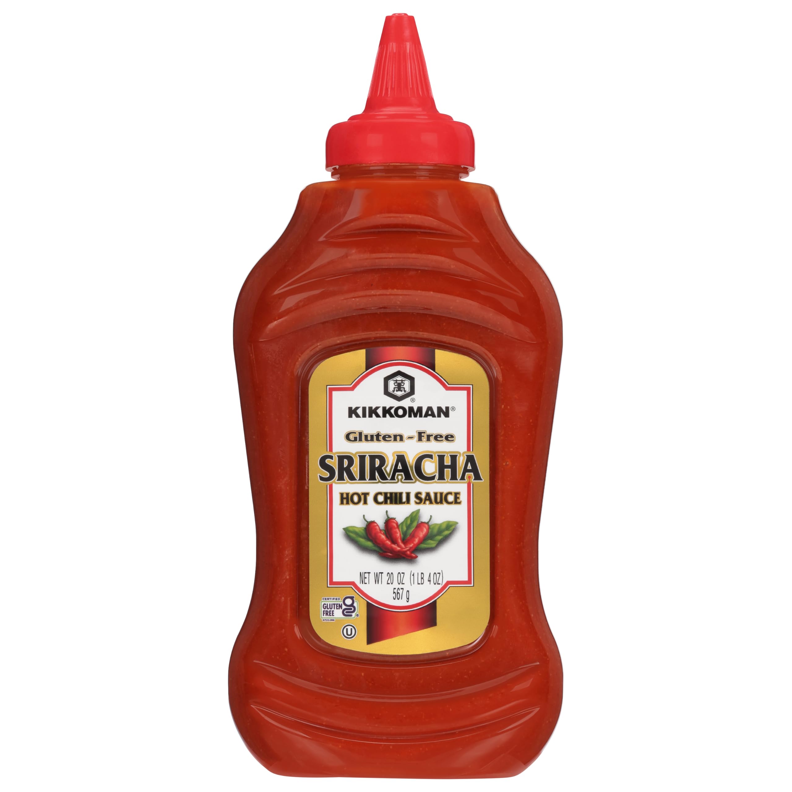Kikkoman 00740 Gluten-Free Sriracha Hot Chili Sauce 20 oz - Spicy & Sweet Flavor with Kikkoman® Tamari Soy Sauce - Certified GF - Perfect for Asian Dishes, Stir-Fry, Marinades & Dipping Sauces