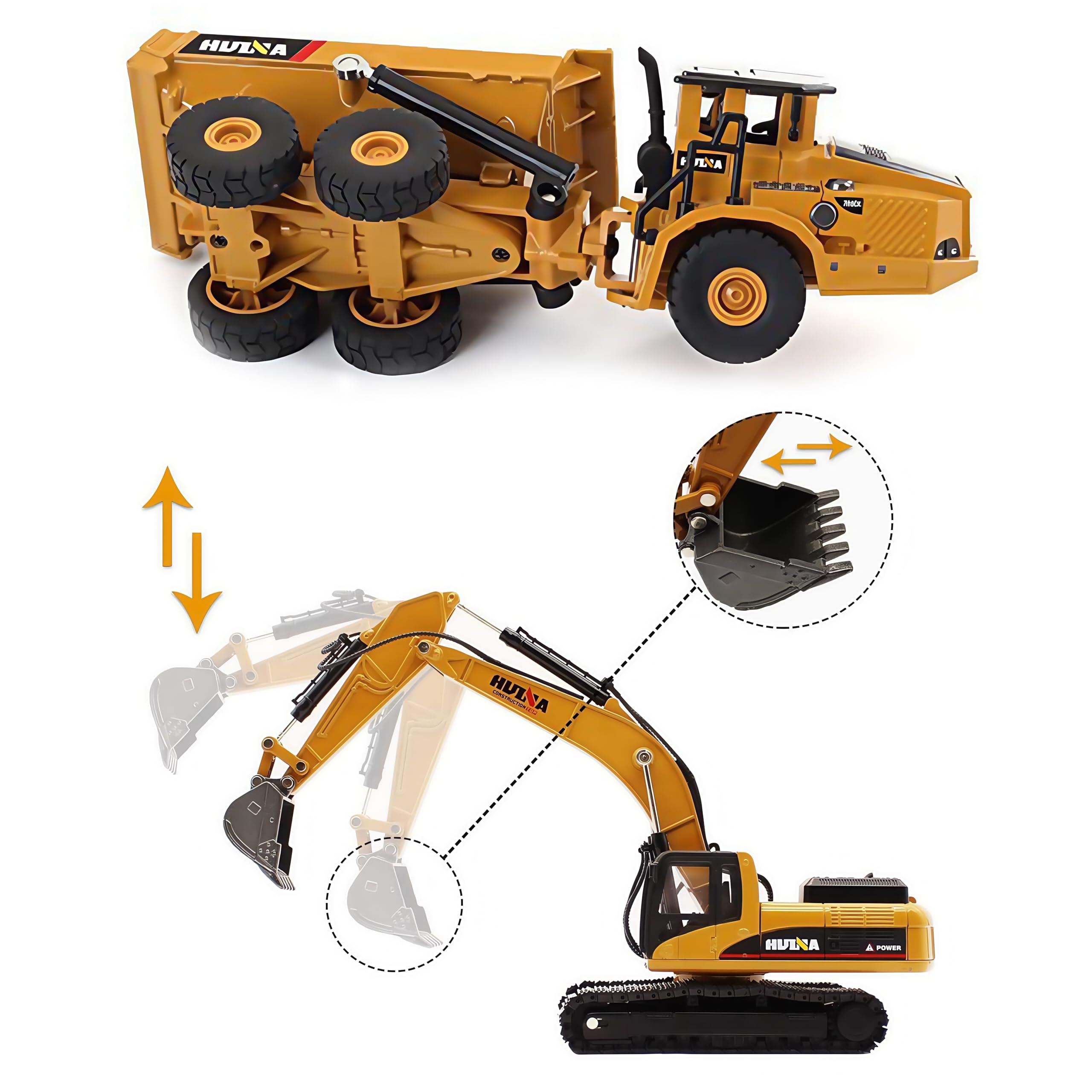 Gemini & Genius Heavy Duty Metal Excavator Toy & Dump Truck Set - Construction Vehicles Playset for Kids Ages 4-8 - Sandbox Toys, Outdoor Play, Birthday Gifts for Boys & Girls | Perfect for Construction Site Roleplay & Sandbox Adventures