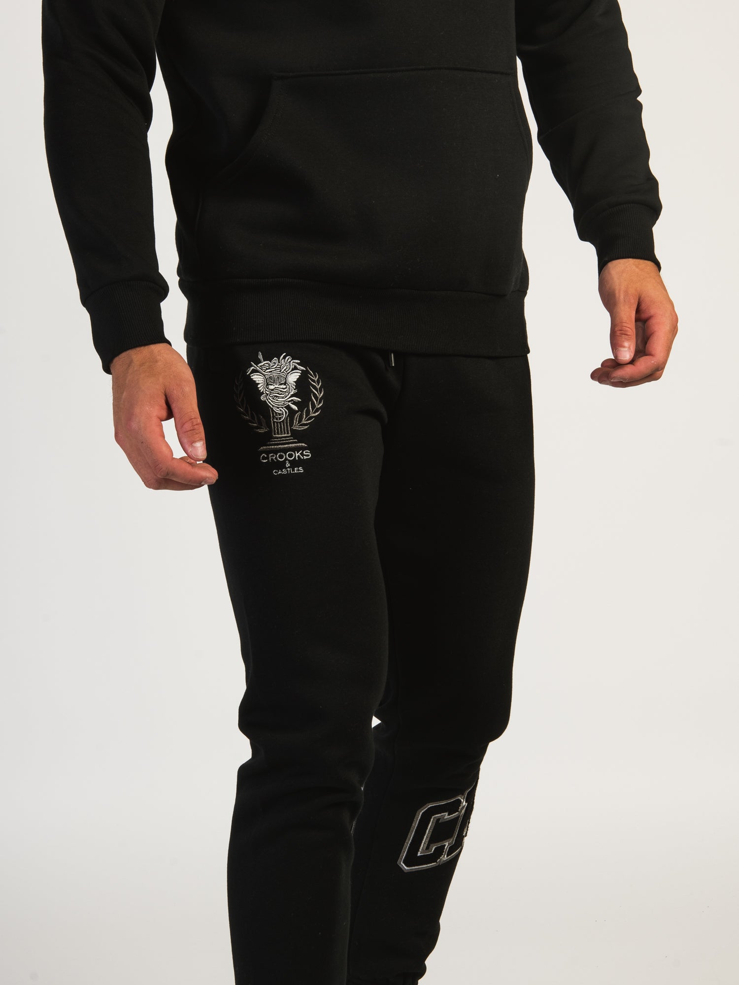 Crooks & Castles Collegiate Embroidered Jogger Pants - Men's Athletic Sweatpants for Casual Wear & Gym Workouts - Clearance Sale