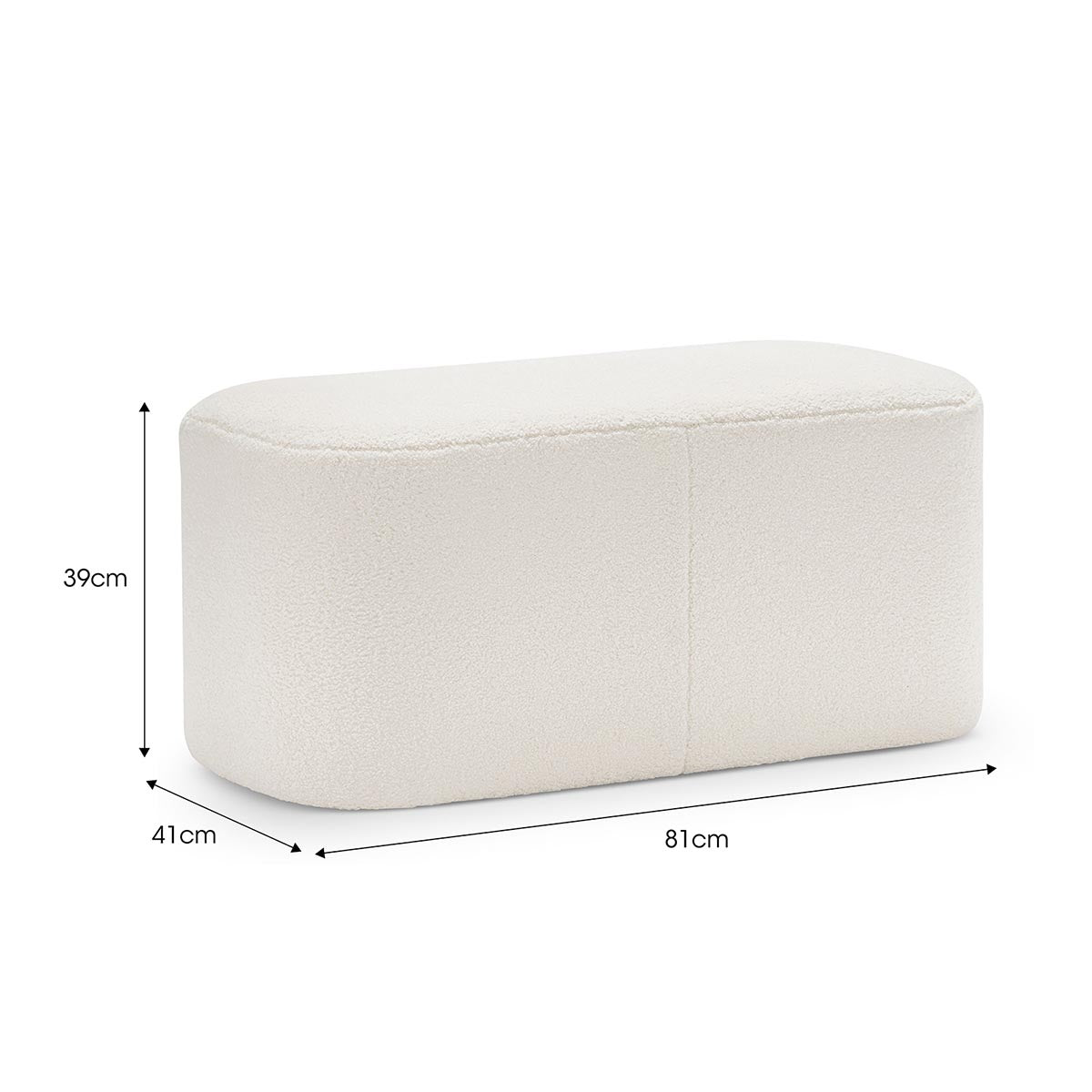 Ayla Boucle Rectangle Ottoman - Modern Upholstered Storage Bench for Living Room, Bedroom & Entryway - Soft Velvet Fabric with Sturdy Wooden Legs - Perfect for Extra Seating & Home Decor