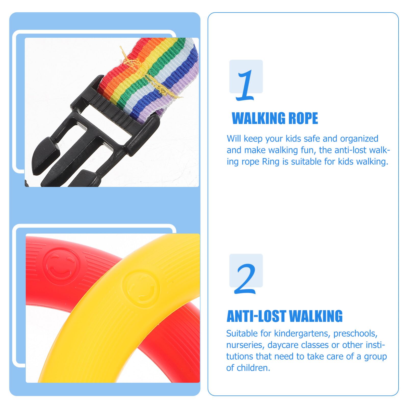 Tofficu Kids Walking Rope with Handles - Safety Walking Rope for Children, Daycare & Preschool Classroom - Perfect for Field Trips, Outdoor Activities and School Line Ups