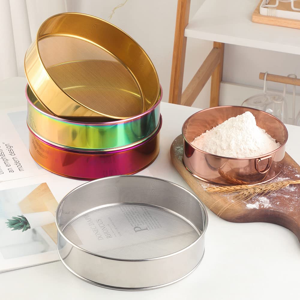 Premium 18/10 Stainless Steel Flour Sifter - 80 Mesh Fine Kitchen Strainer for Baking Cakes, Bread & Pastries | Perfect for Home Bakers & Professional Chefs