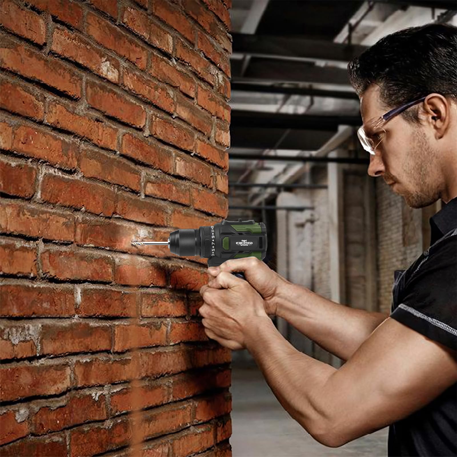 17V Brushless Cordless Power Drill Kit - 55Nm Electric Drill with 2x 1500mAh Batteries, 2-Speed Settings, 20+1 Torque Adjustments & LED Work Light - Perfect for DIY Home Projects, Woodworking, and Professional Construction Work