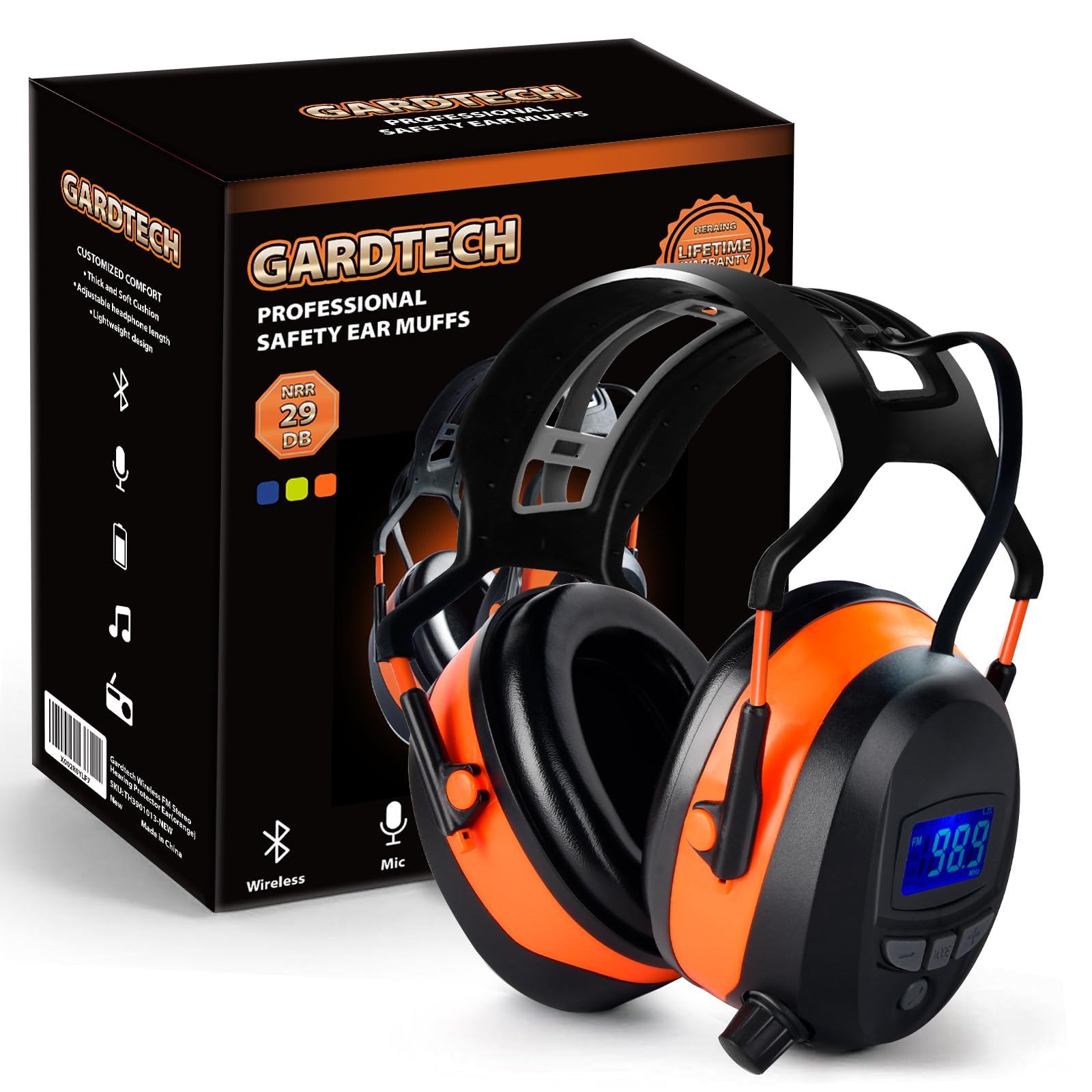 Gardtech Bluetooth Hearing Protection Earmuffs with FM Radio, NRR 29dB Noise Reduction - Perfect for Shooting Ranges, Construction Sites & Loud Work Environments