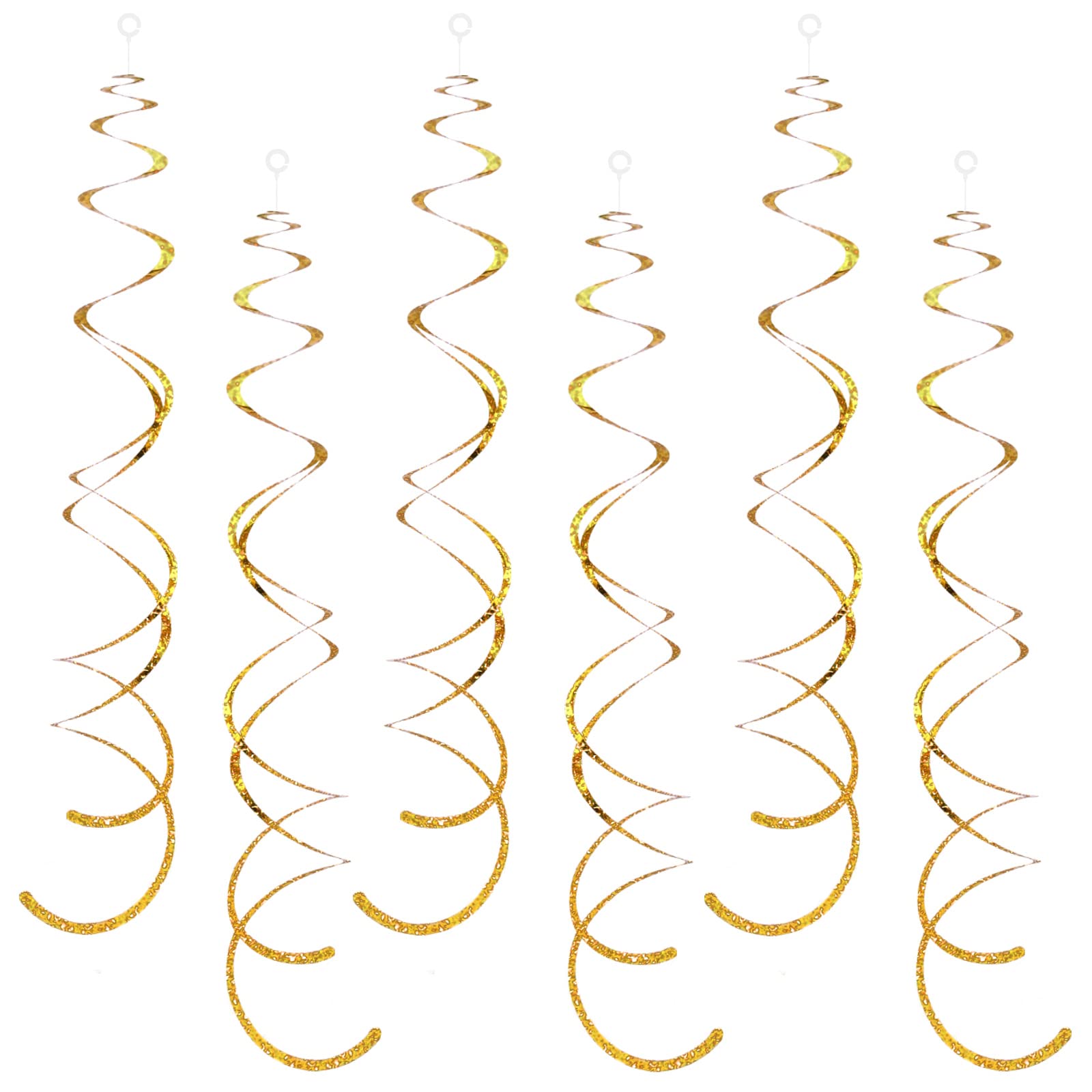 30 Pack Gold Hanging Swirl Decorations - Sparkly Plastic Streamers for Ceiling Decor - Perfect for Weddings, Baby Showers, Birthdays, Anniversaries & Holidays - Christmas, New Year, Graduation Party Decorations - Elegant Home & Event Decor