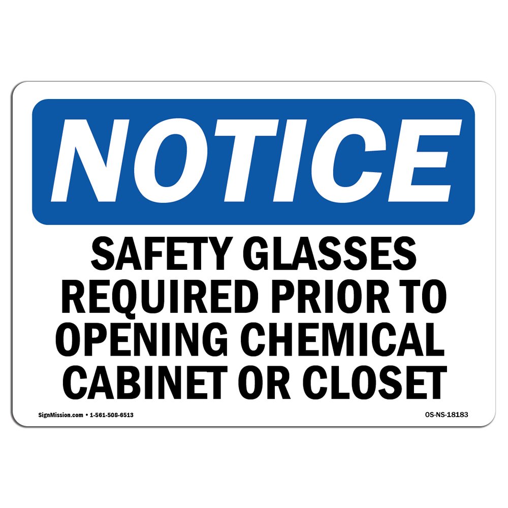 OSHA Safety Signs - 'Safety Glasses Required Before Entry' Vinyl Warning Decal | Durable Workplace & Warehouse Safety Labels | Made in USA | Perfect for Construction Sites, Factories & Industrial Facilities