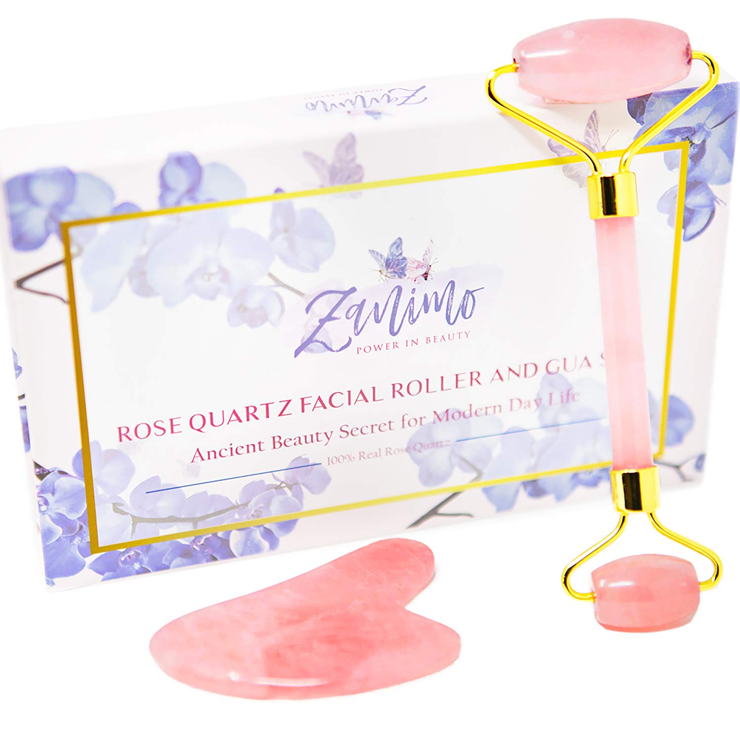 Rose Quartz Jade Face Roller & Gua Sha Set - Anti-Aging Facial Massager for Wrinkle Reduction, Puffiness Relief & Skin Tightening - Natural Skincare Tools for Glowing Complexion | Perfect for Morning Routine, Spa Days & Self-Care Rituals