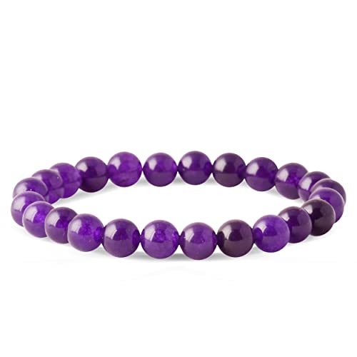Natural Amethyst Crystal Beaded Bracelet for Men & Women - Handmade Spiritual Jewelry with Reiki Chakra Stones - Perfect Pisces Zodiac Gift for Meditation, Yoga & Energy Healing