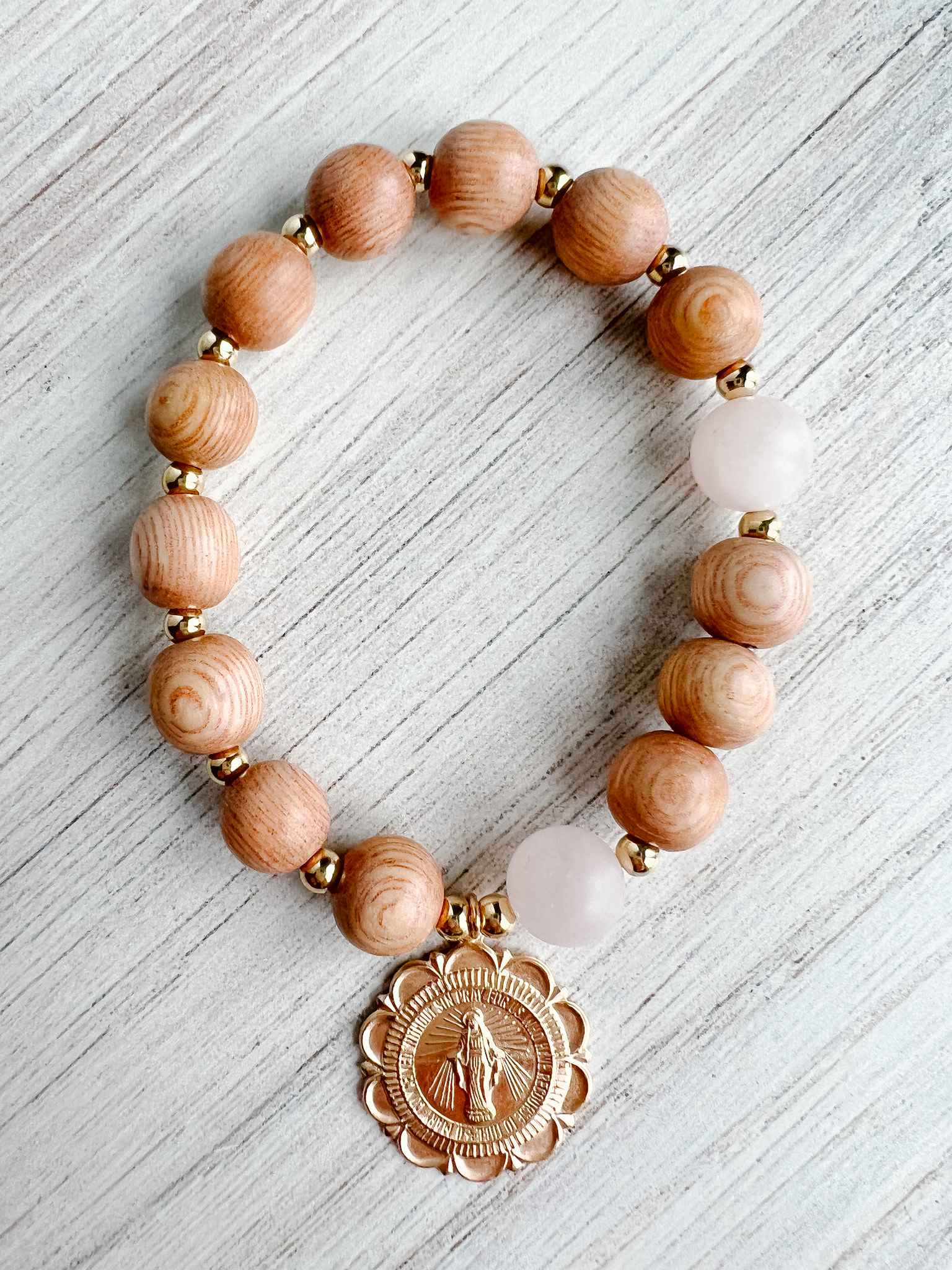 Rose Quartz Rosary Bracelet for Women - Healing Crystal Prayer Beads for Meditation, Stress Relief & Spiritual Protection - Perfect for Yoga, Prayer & Daily Wear
