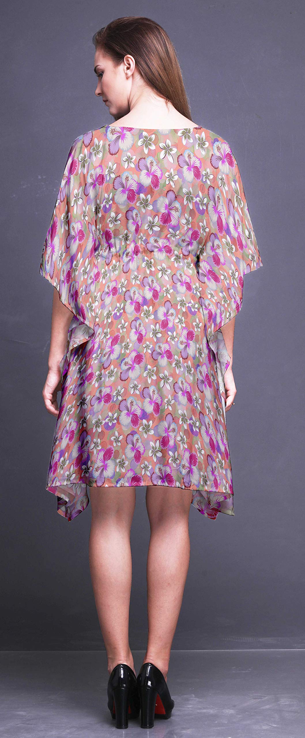Bimba Women's Short Caftan Midi Dress - Beach Cover Up, Swimwear Wrap, Boho Summer Dress for Pool, Vacation & Resort Wear